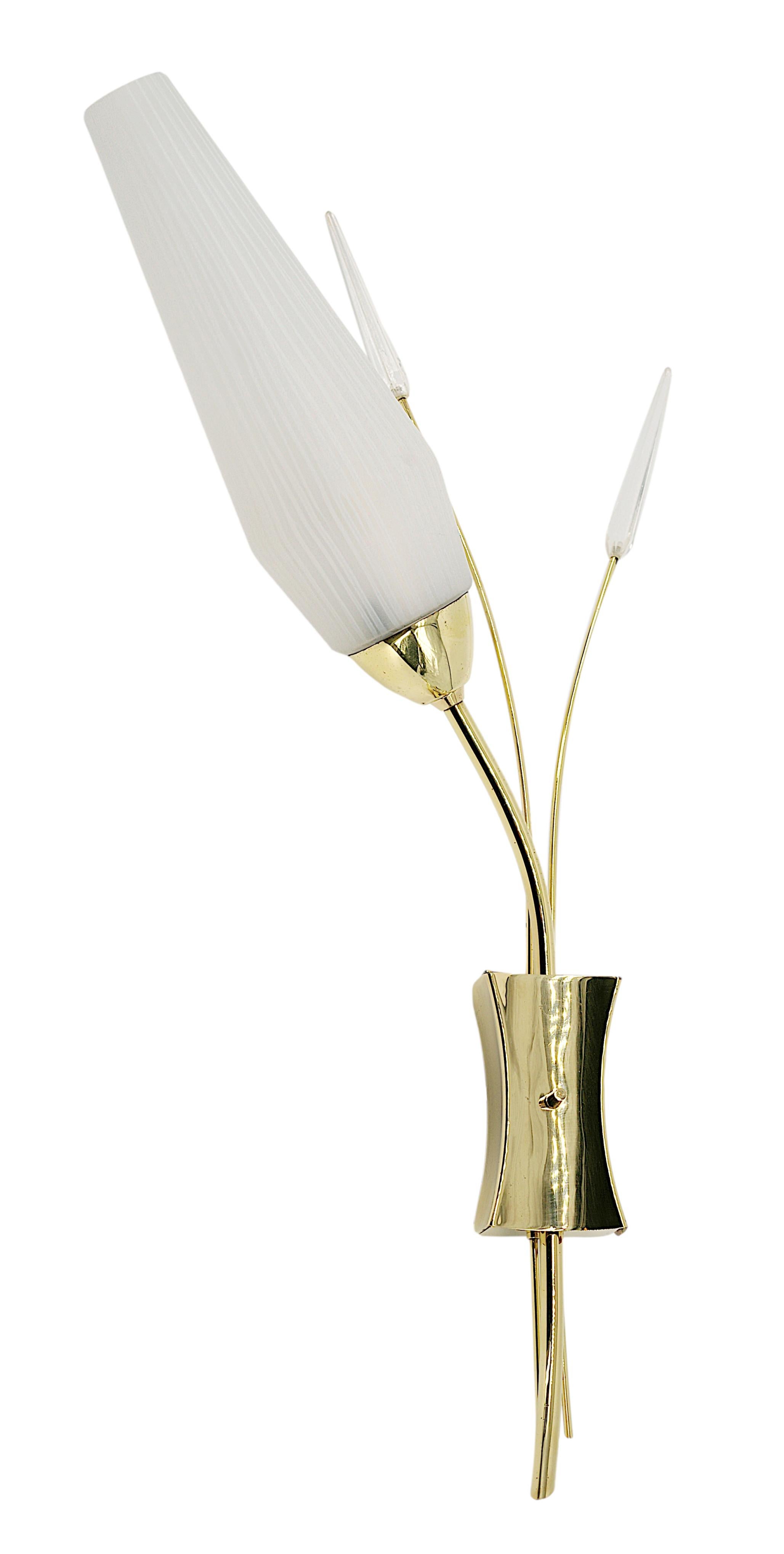 Maison Lunel French Midcentury Wall Lights Pair, 1950s In Good Condition For Sale In Saint-Amans-des-Cots, FR