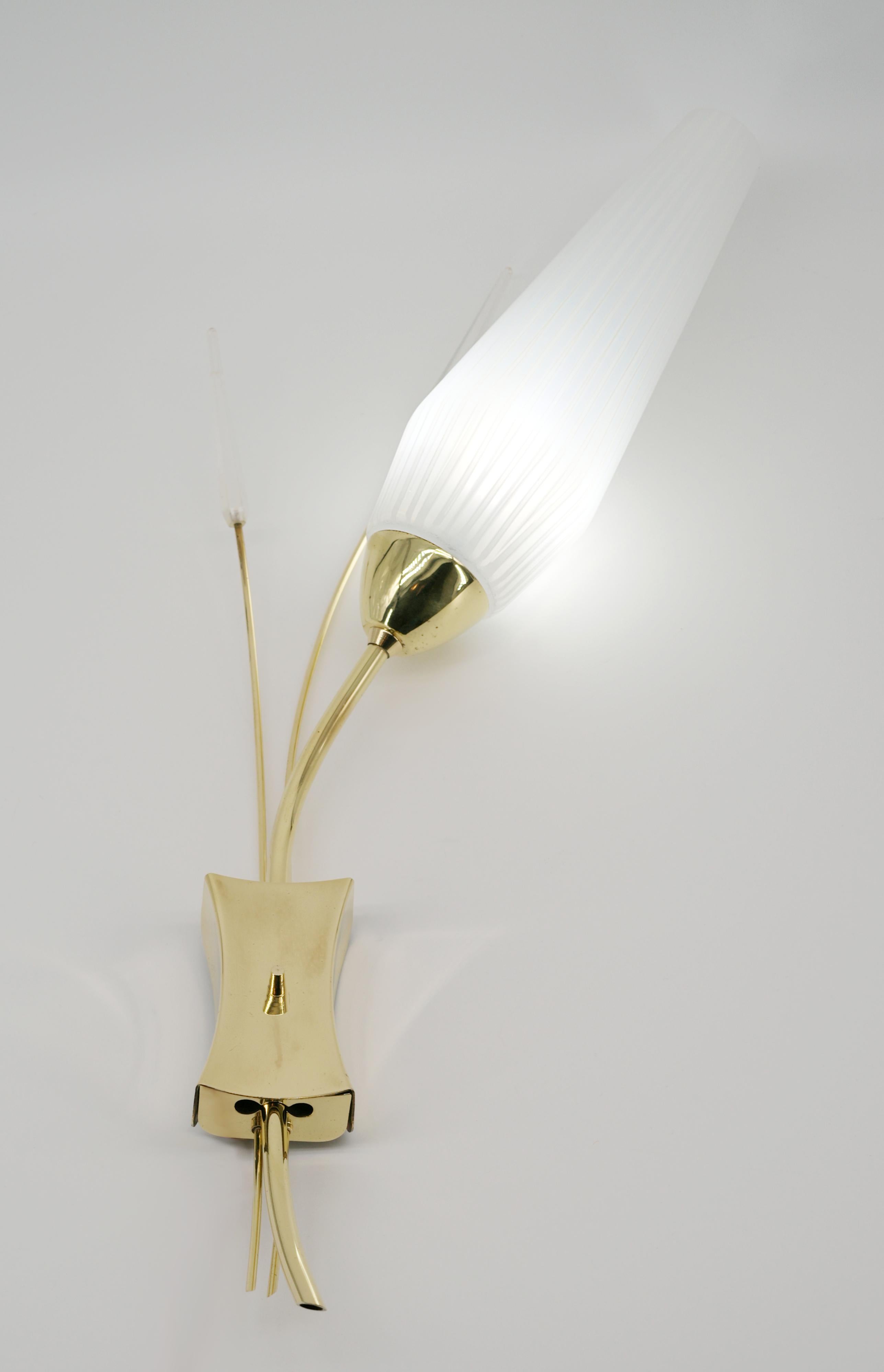Brass Maison Lunel French Midcentury Wall Lights Pair, 1950s For Sale