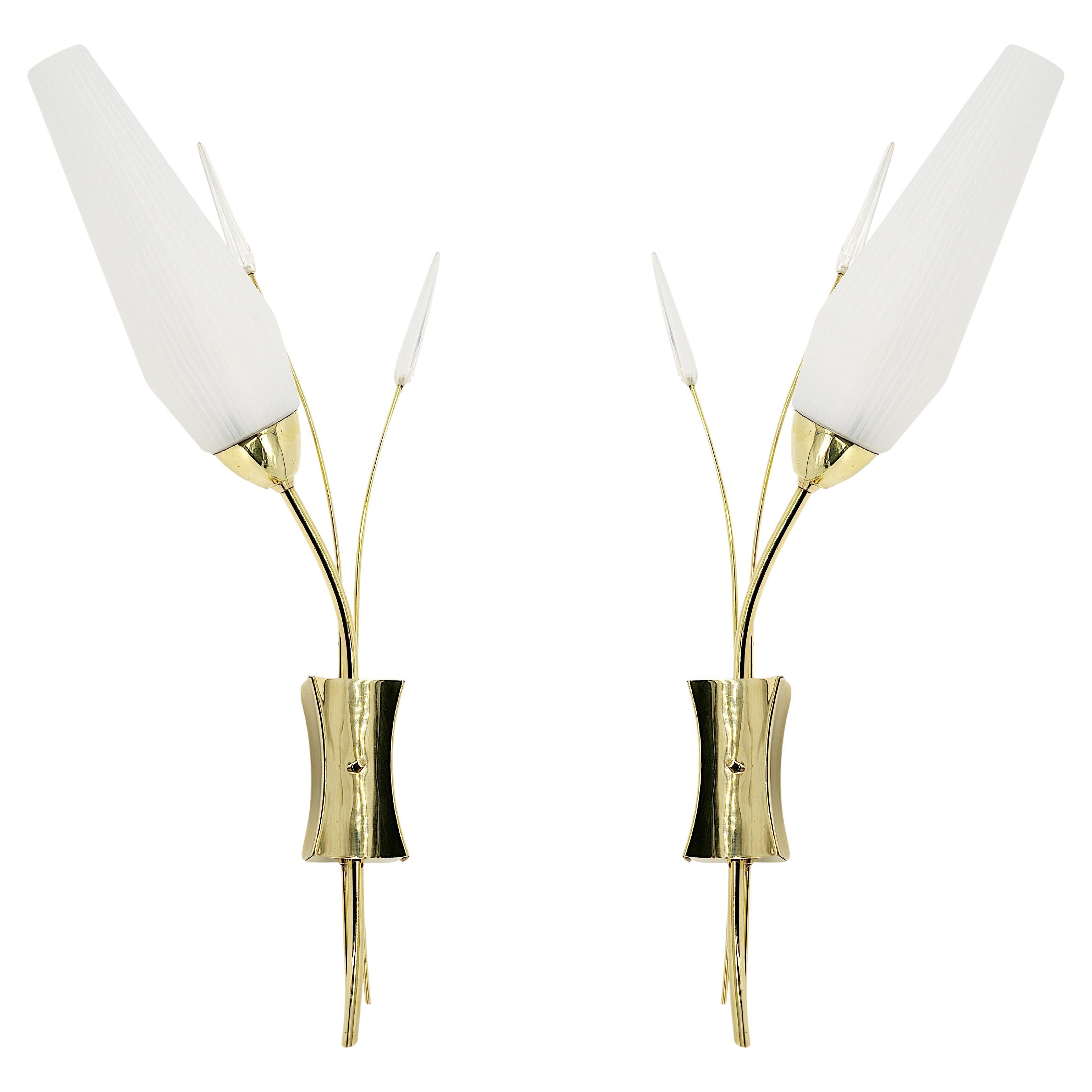 Maison Lunel French Midcentury Wall Lights Pair, 1950s For Sale