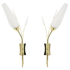 Maison Lunel French Midcentury Wall Lights Pair, 1950s