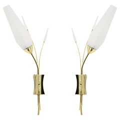 Maison Lunel French Midcentury Wall Lights Pair, 1950s