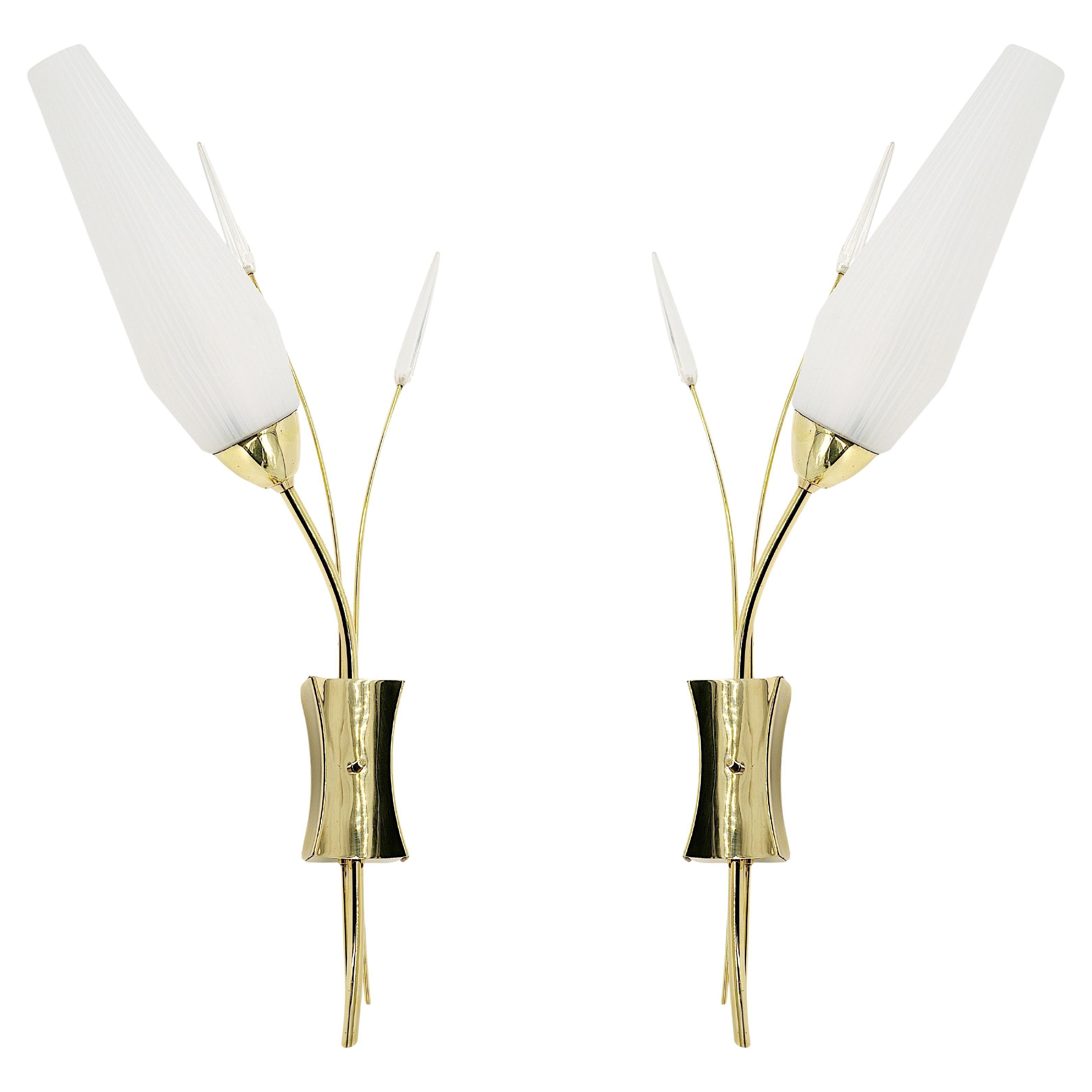 Maison Lunel French Midcentury Wall Lights Pair 1950s For Sale