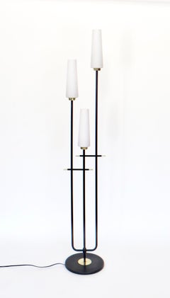 Vintage Maison Lunel French Three-Light Opaque Glass Floor Lamp 