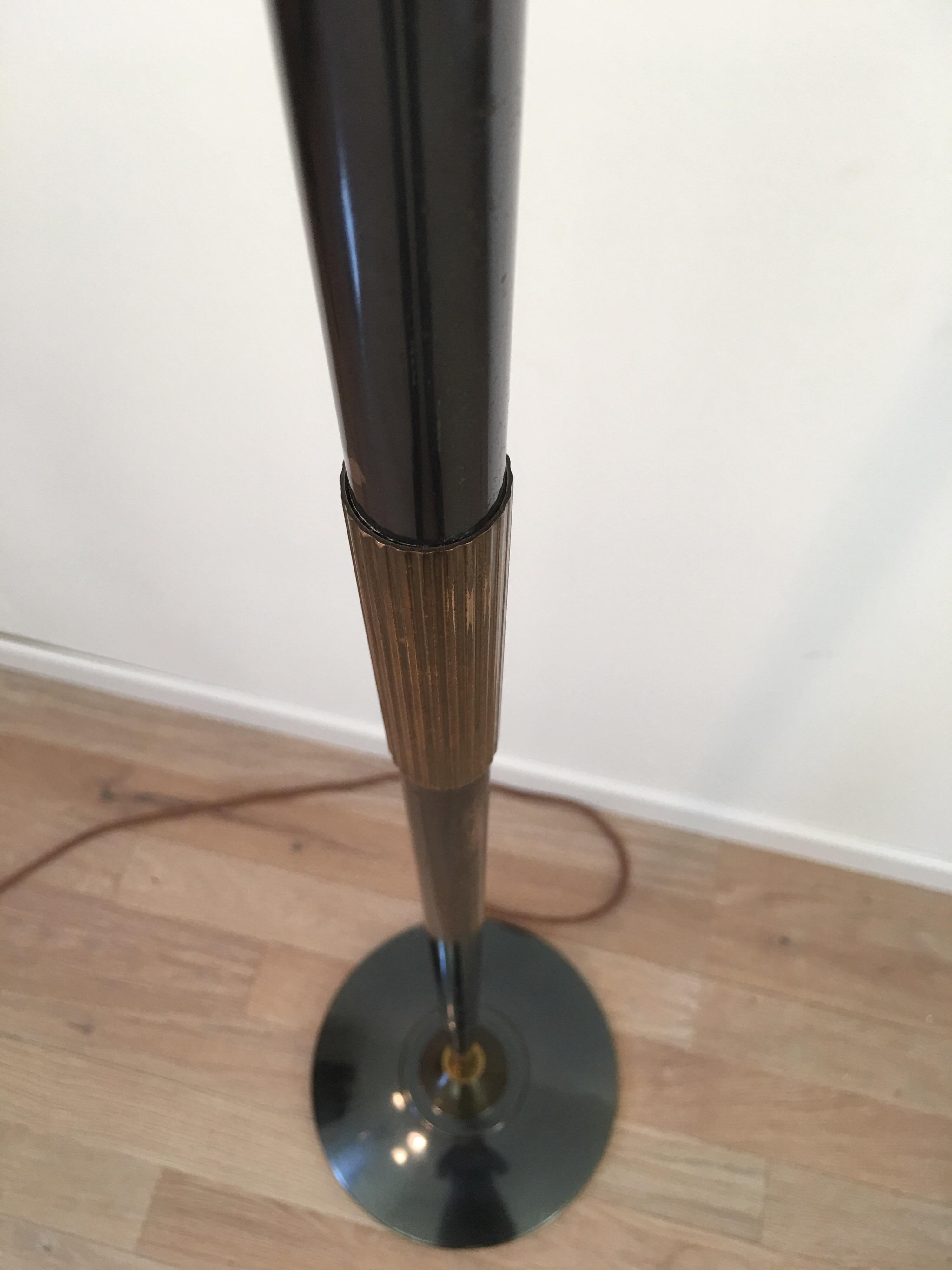 Maison Lunel Gun Metal and Gilt Bronze Patinas Metal Floor Lamp, French, 1950s For Sale 6