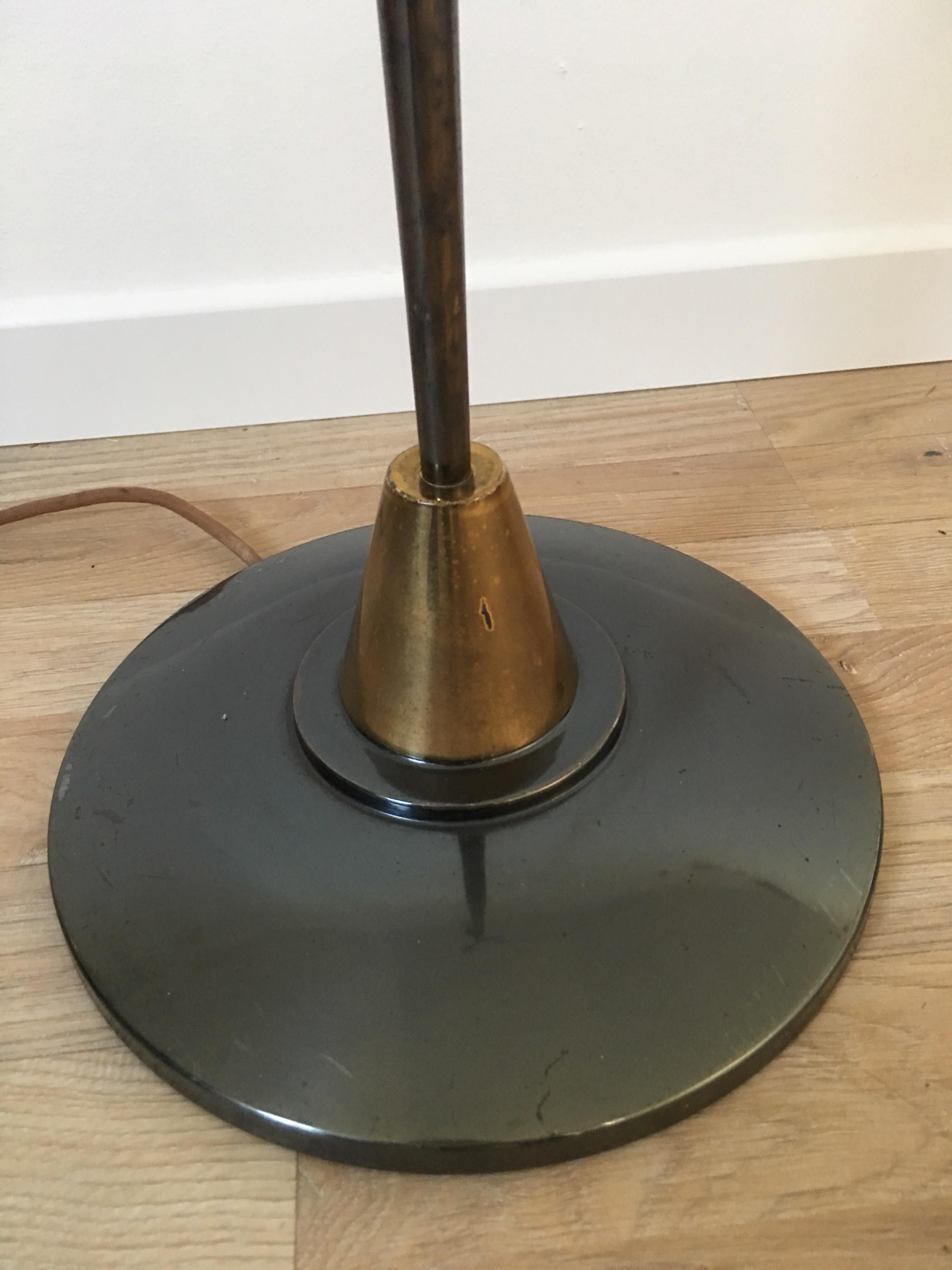 Maison Lunel Gun Metal and Gilt Bronze Patinas Metal Floor Lamp, French, 1950s For Sale 11