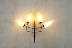 Maison Lunel, Large Wall Lamp with 4 Lights, France 1960