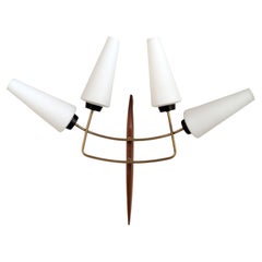 Maison Lunel, Large Wall Lamp with 4 Lights, France 1960