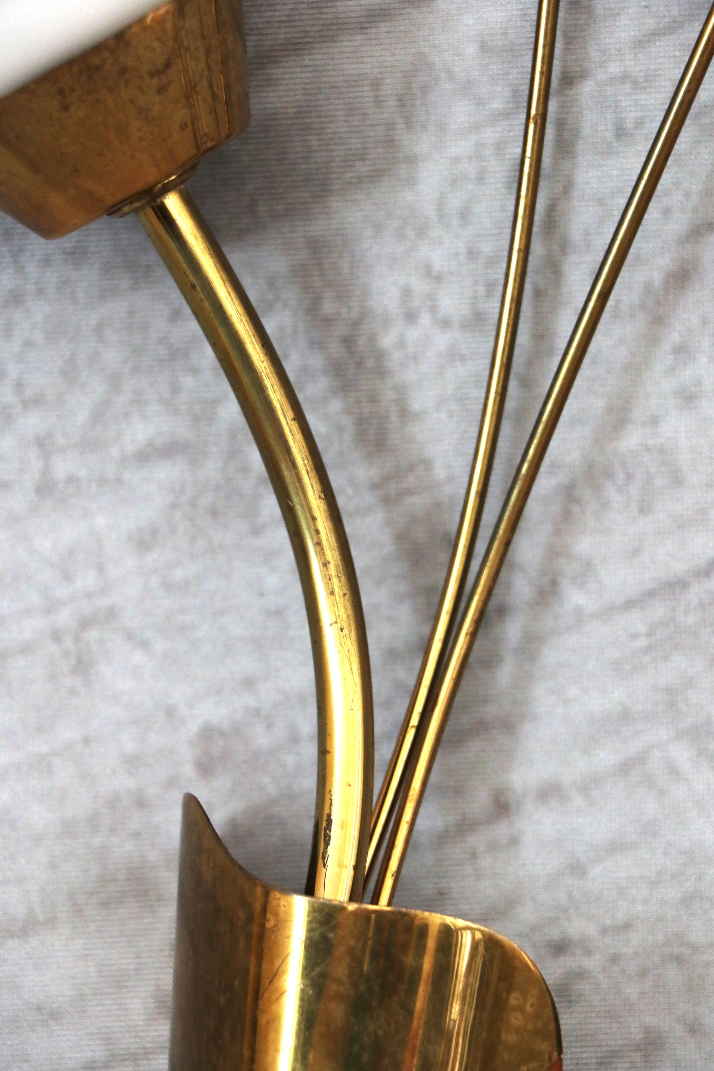 Maison Lunel - Pair of Mid-Century Modern Brass Wall lights - 1950s France For Sale 6
