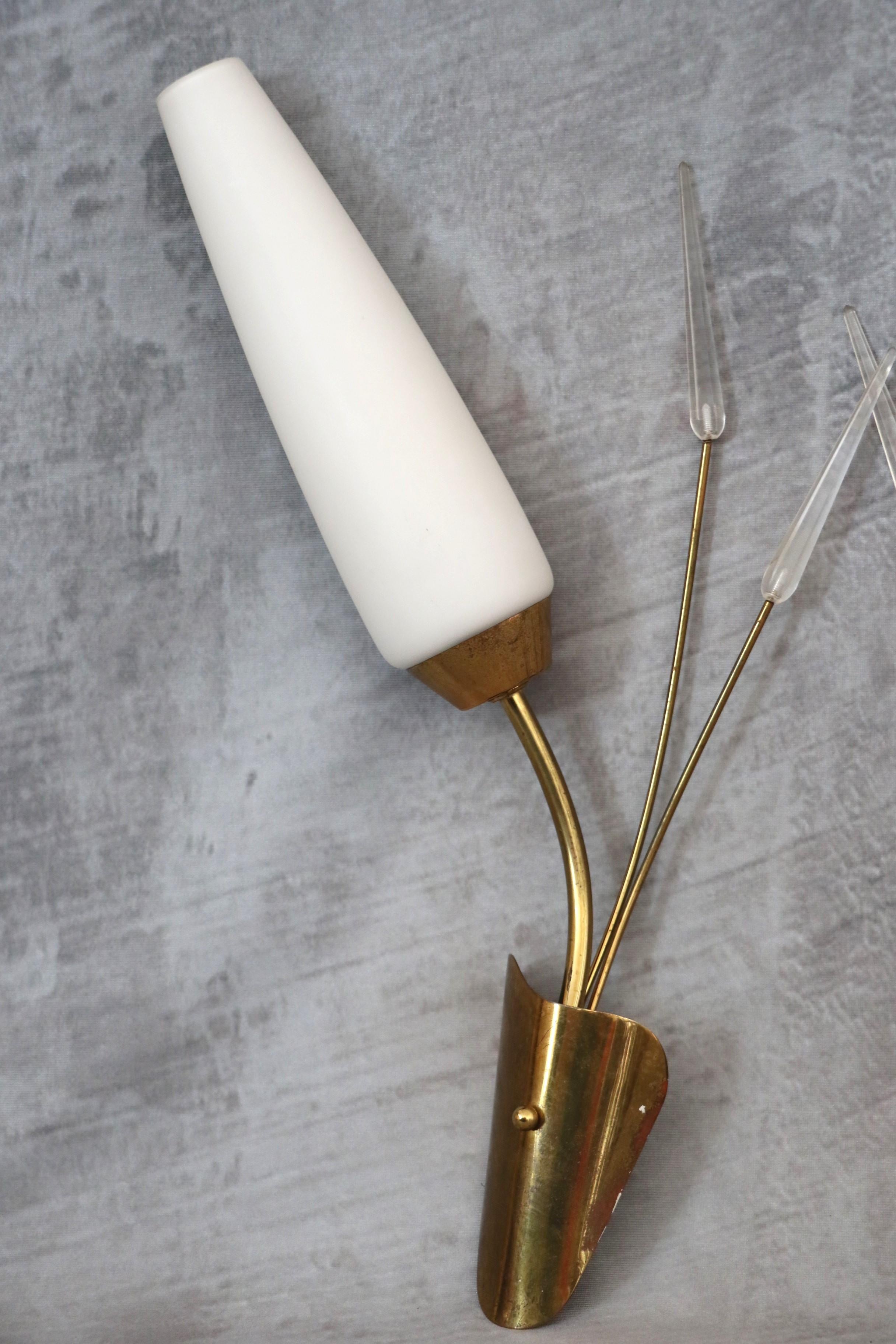French Maison Lunel - Pair of Mid-Century Modern Brass Wall lights - 1950s France For Sale