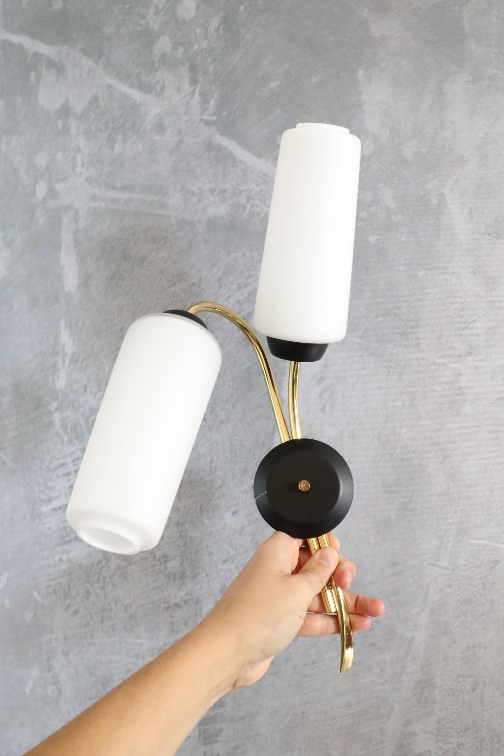Maison Lunel, Pair of Mid-Century Modern Wall Lights, 1950s France For Sale 1