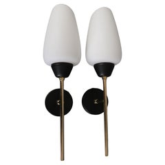 Vintage Maison Lunel, Pair of Mid-Century Modern Wall Lights, 1950s, France