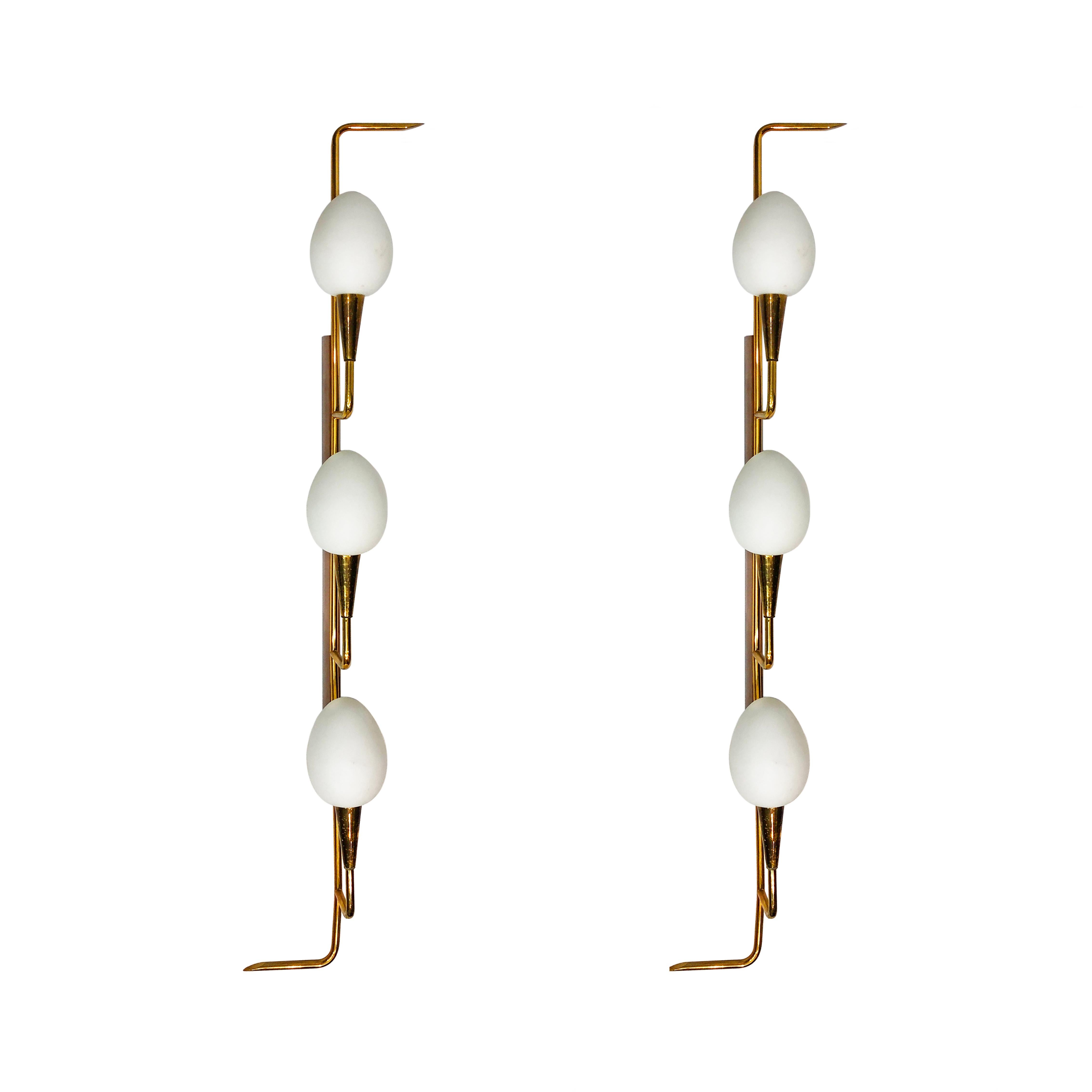 Mid-Century Modern Maison Lunel Pair Of Mid-Century  Teak And Brass Wall Lights 1950s For Sale