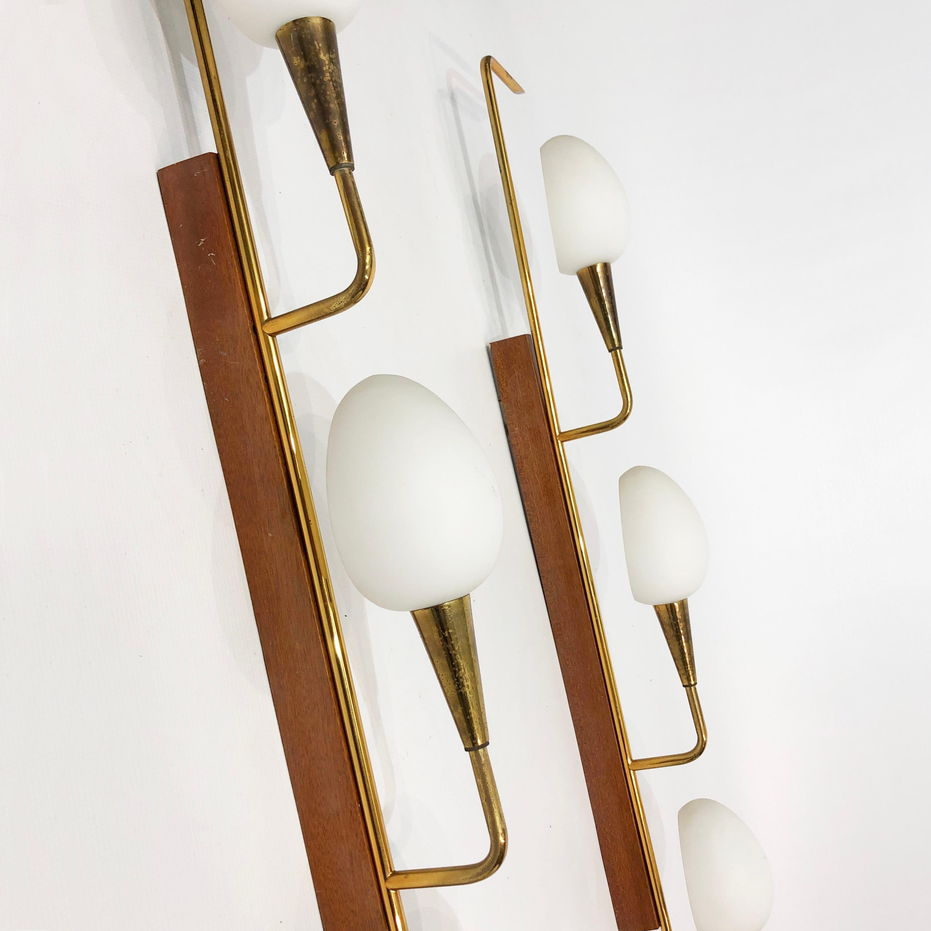 Maison Lunel Pair Of Mid-Century  Teak And Brass Wall Lights 1950s For Sale 2