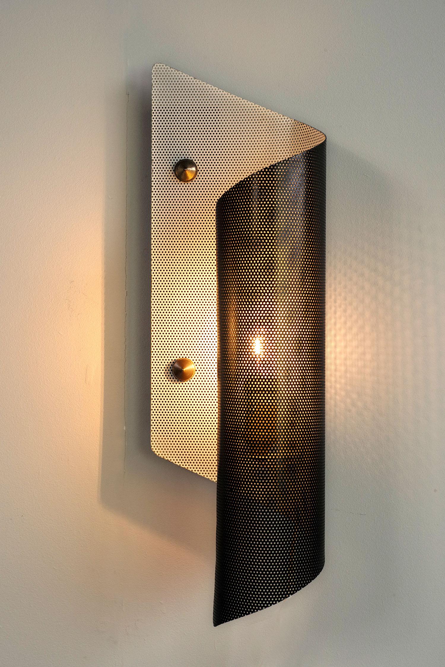 20th Century Maison Lunel, Pair of Perforated Metal Sconces, 1950s, France