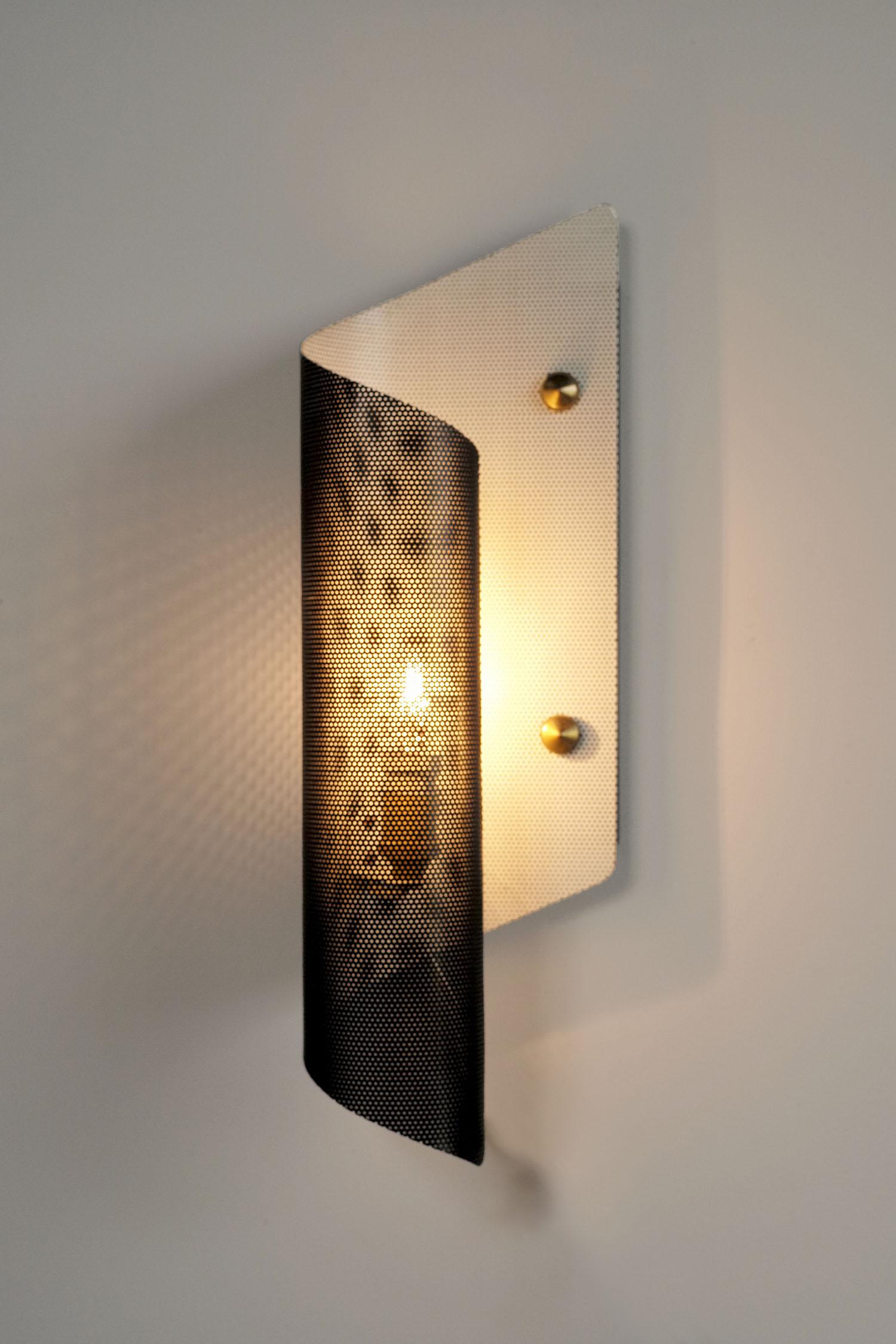 Maison Lunel, Pair of Perforated Metal Sconces, 1950s, France 1