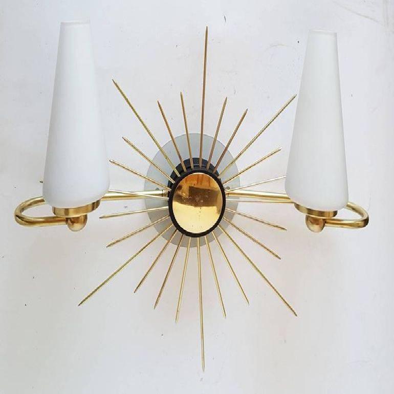 French Maison Lunel Pair of Sconces For Sale