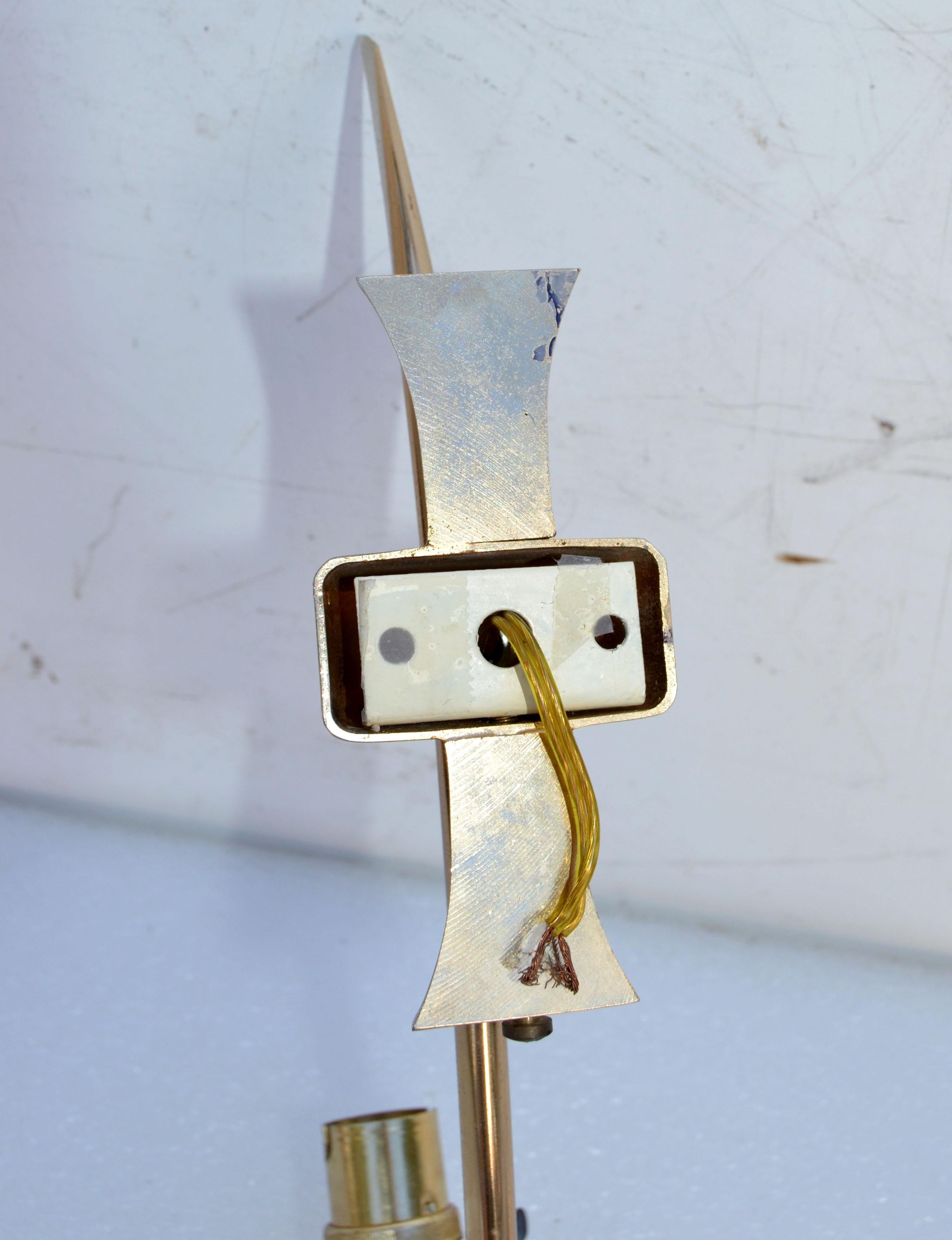 Maison Lunel Sconce 2 Tone Brass & Opaline Shade France Mid-Century Modern, Pair For Sale 3