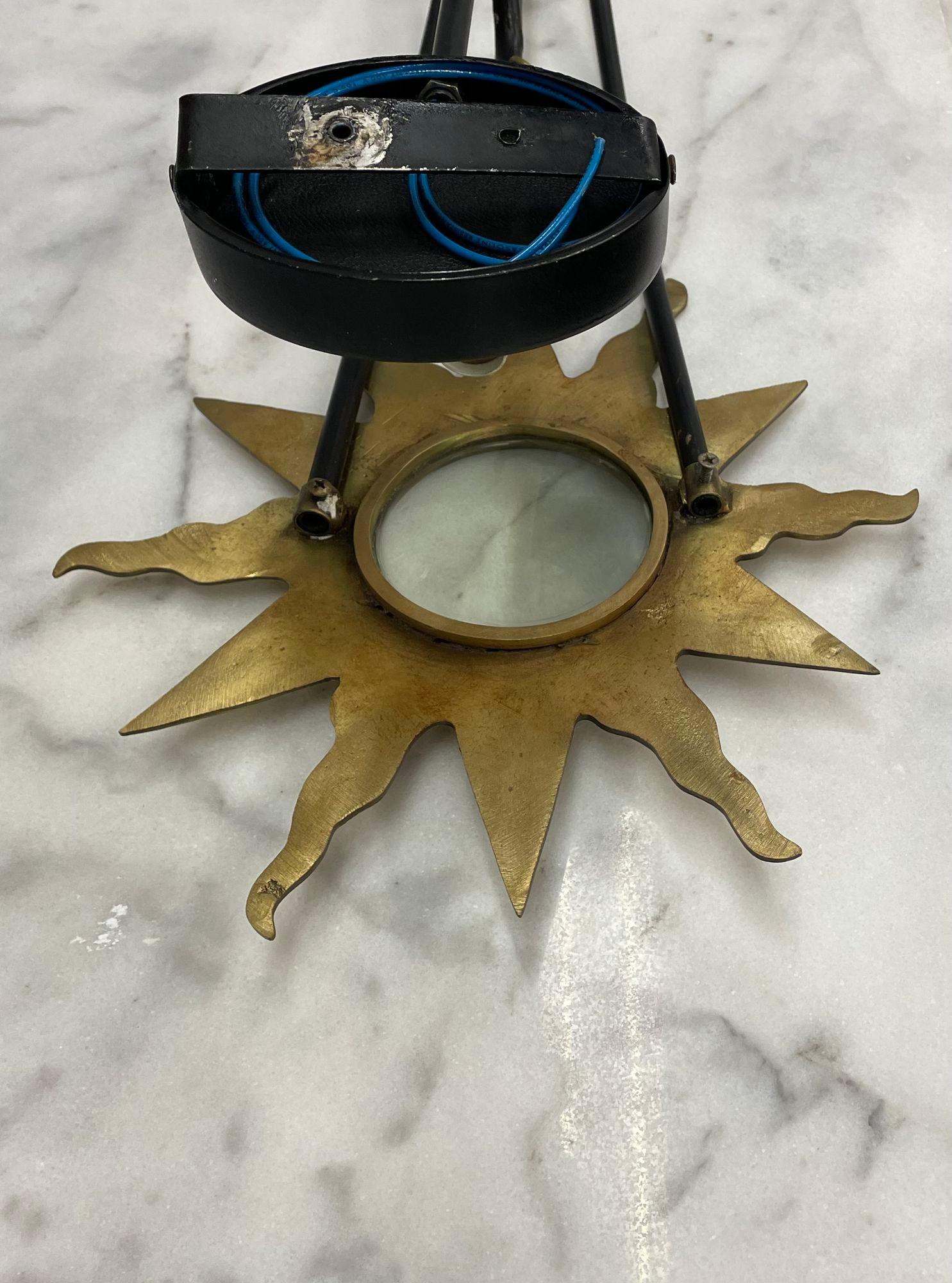 Französische Stern-Wandleuchter im Maison Lunel-Stil, Mid-Century Modern, Bronze, Stahl (Metall) im Angebot