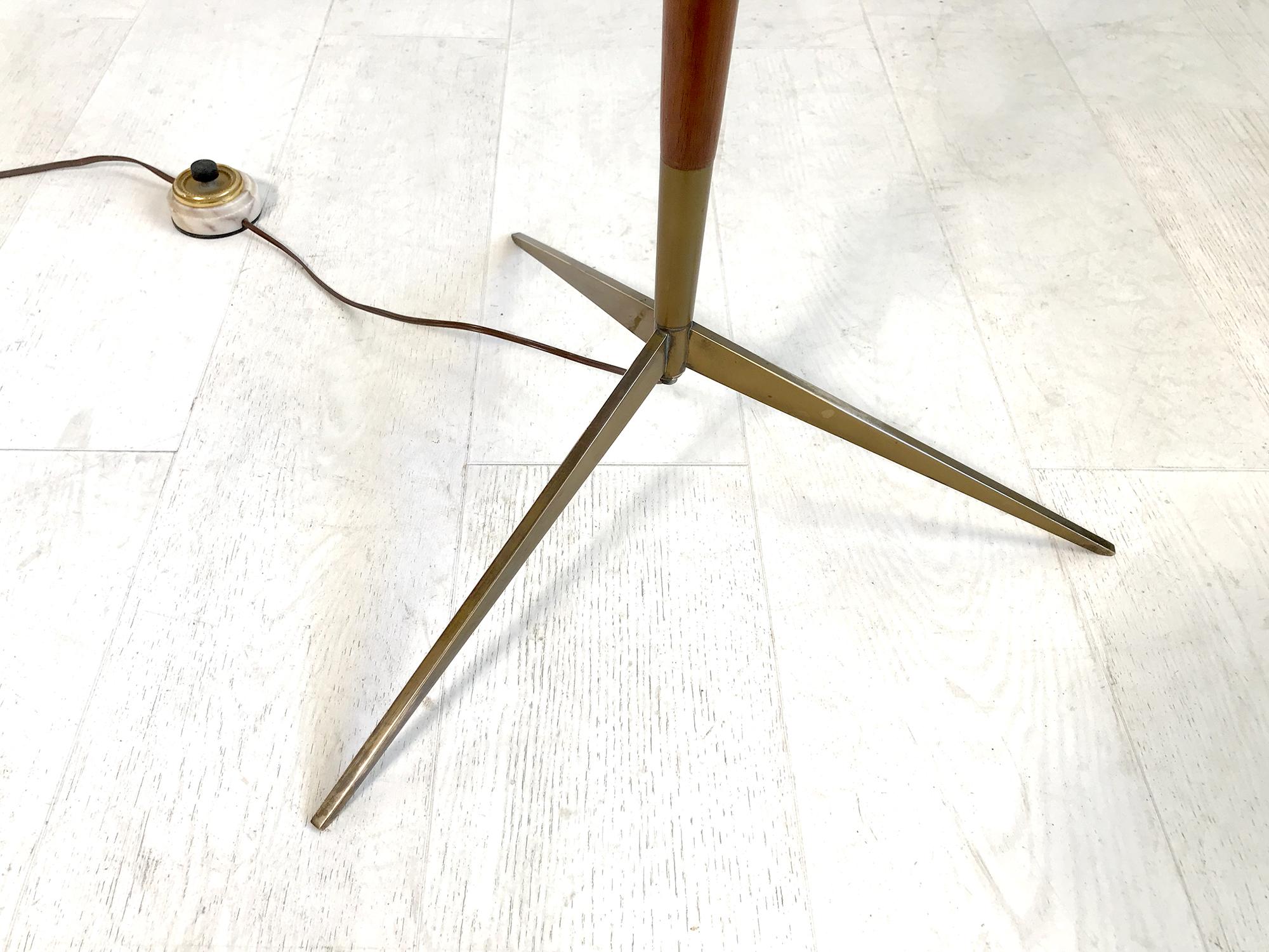 Maison Lunel, Tripod Floor Lamp with Three Opalines, France, 1960 1