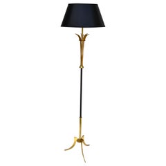 Maison Lunel Two-Tone Patina Brass & Bronze French Midcentury Floor Lamp