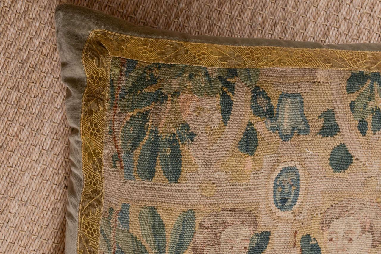 French Maison Maison 17th Century Tapestry Fragment Pillow