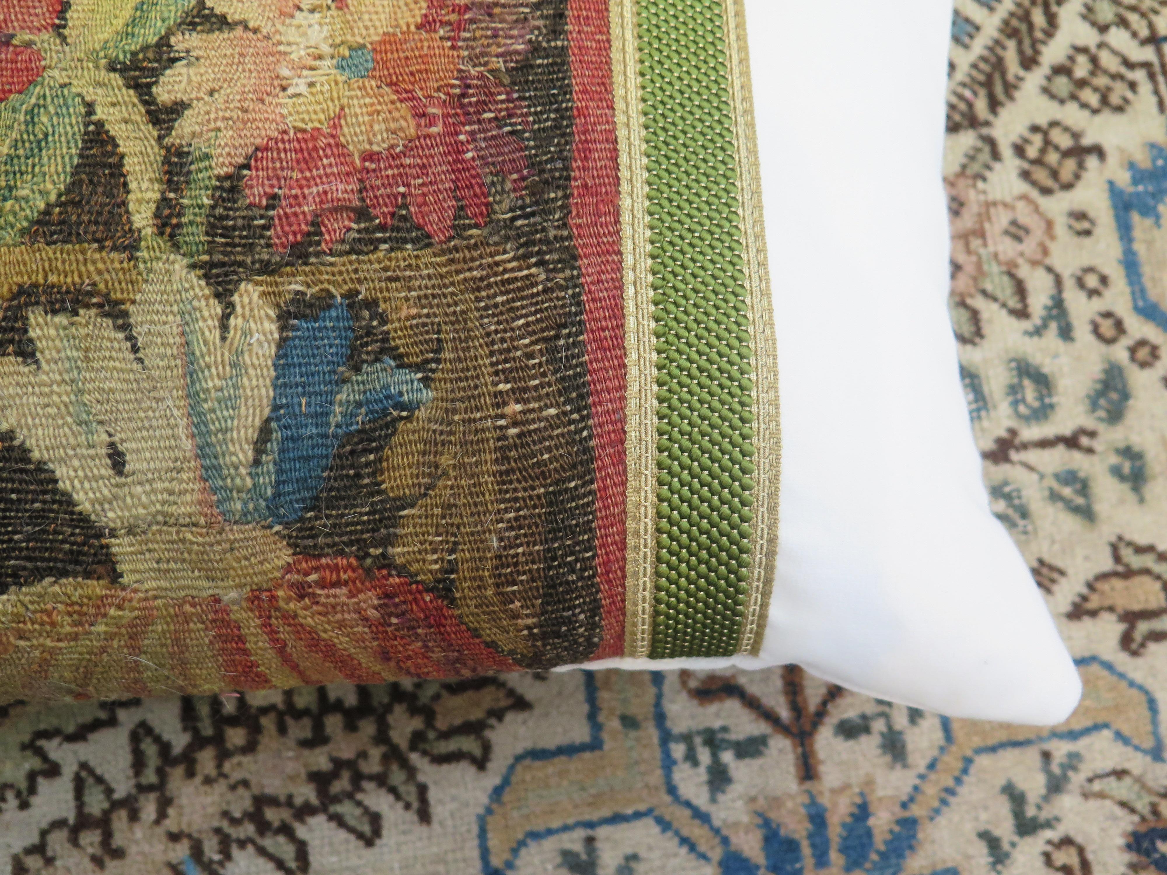 Maison Maison 18th Century Floral Tapestry Fragment Pillow In Excellent Condition For Sale In Houston, TX