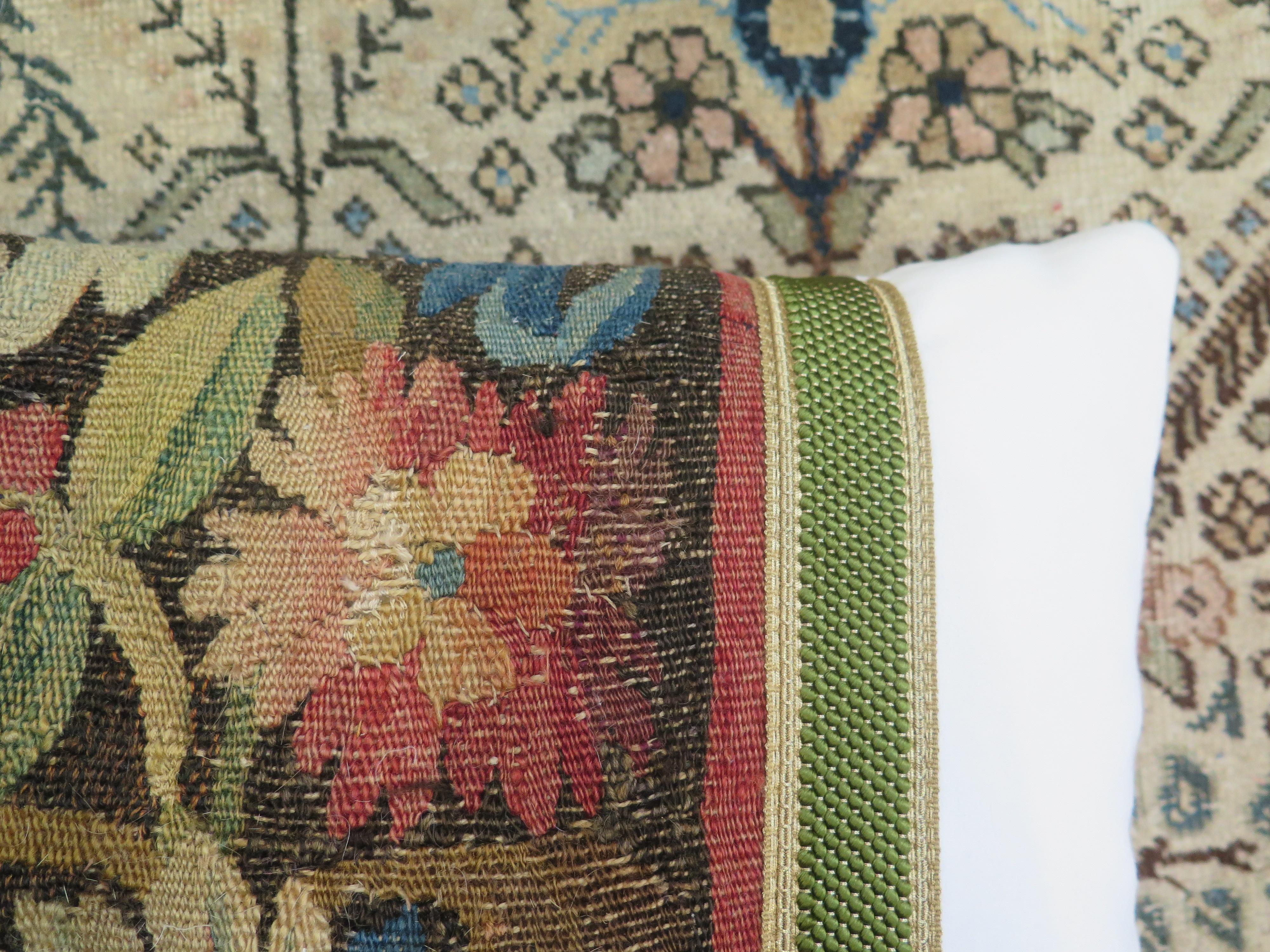 18th Century and Earlier Maison Maison 18th Century Floral Tapestry Fragment Pillow For Sale