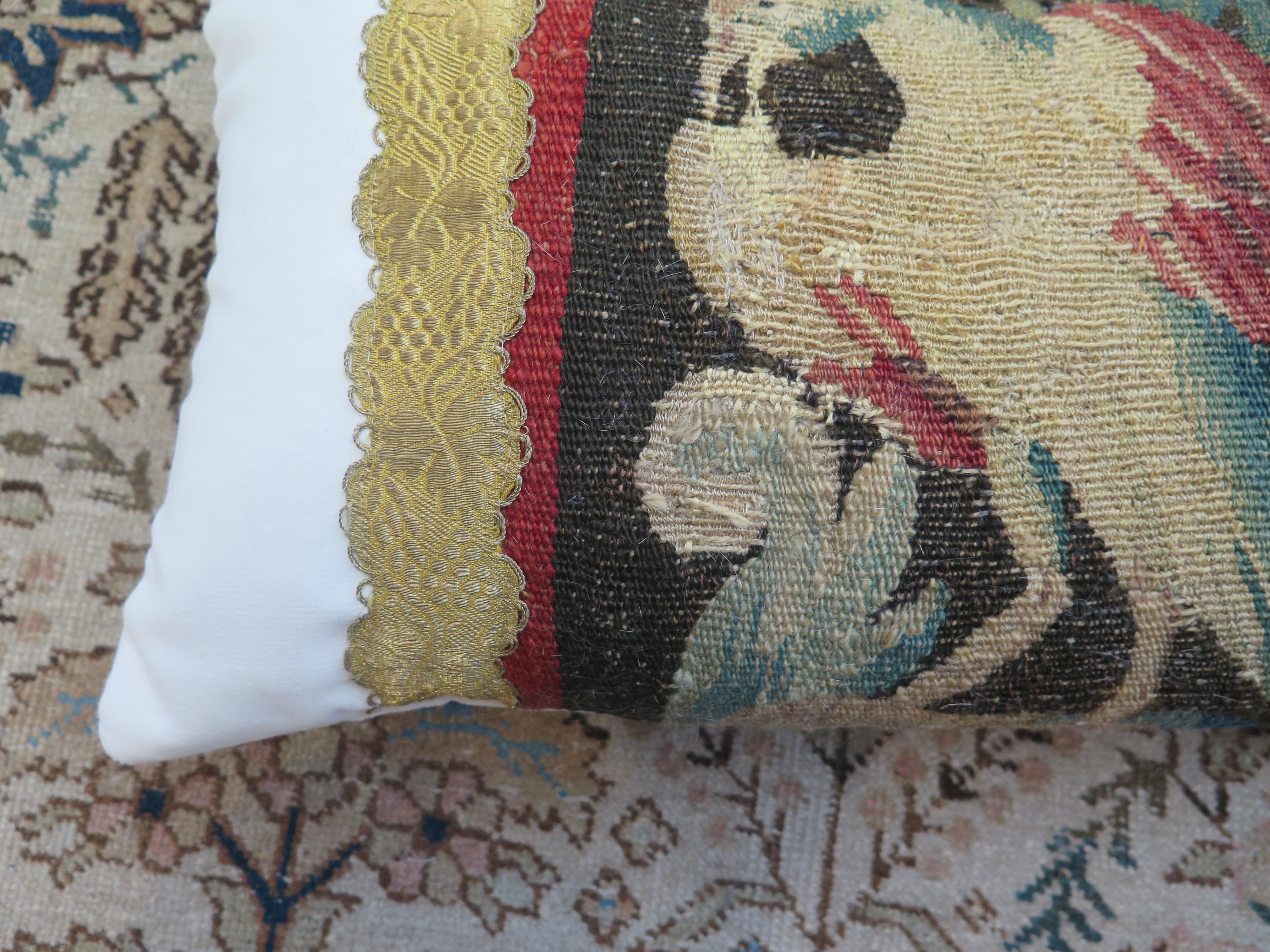18th Century Tapestry Fragment Pillow In Excellent Condition For Sale In Houston, TX