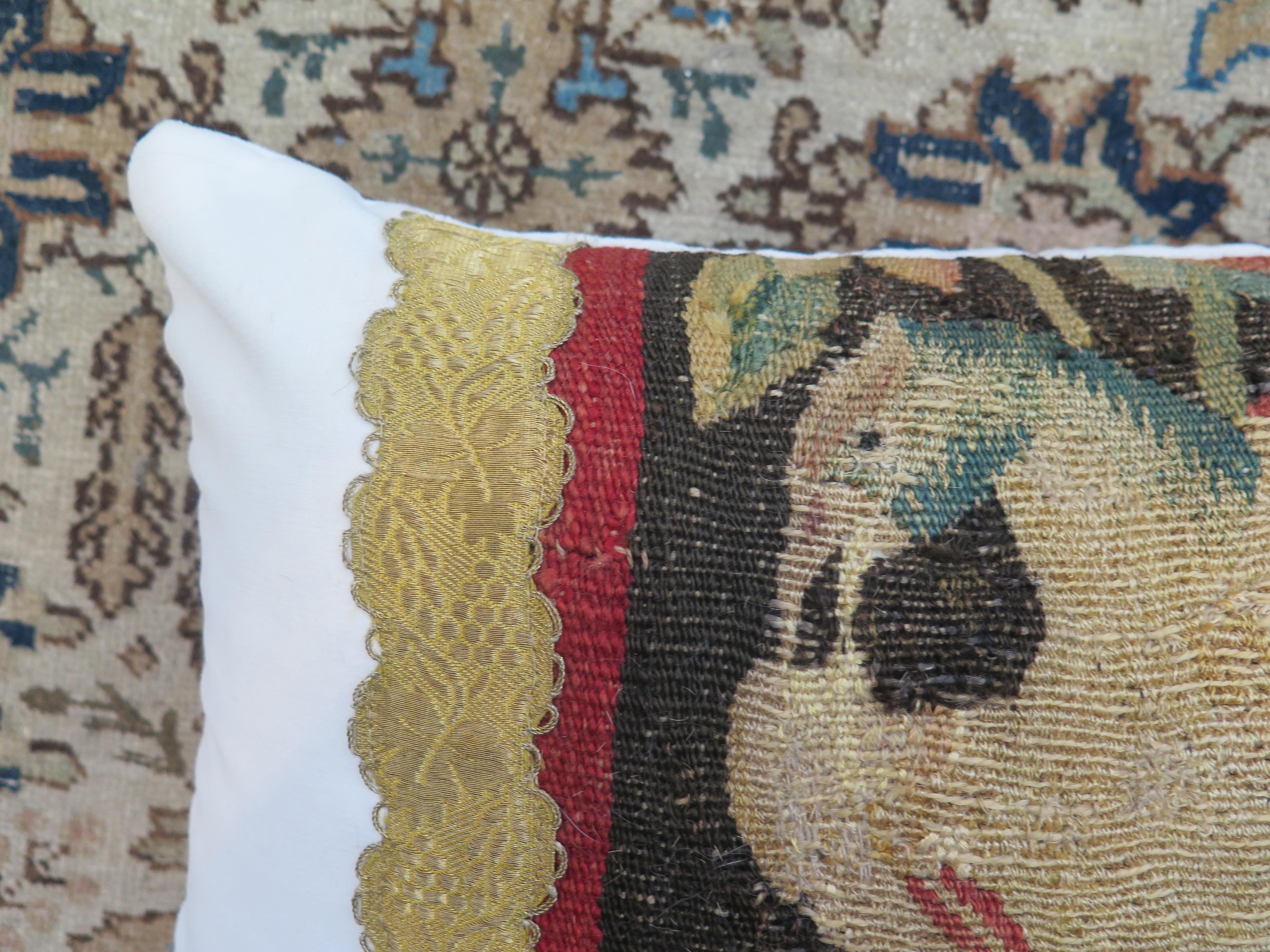 18th Century and Earlier 18th Century Tapestry Fragment Pillow For Sale