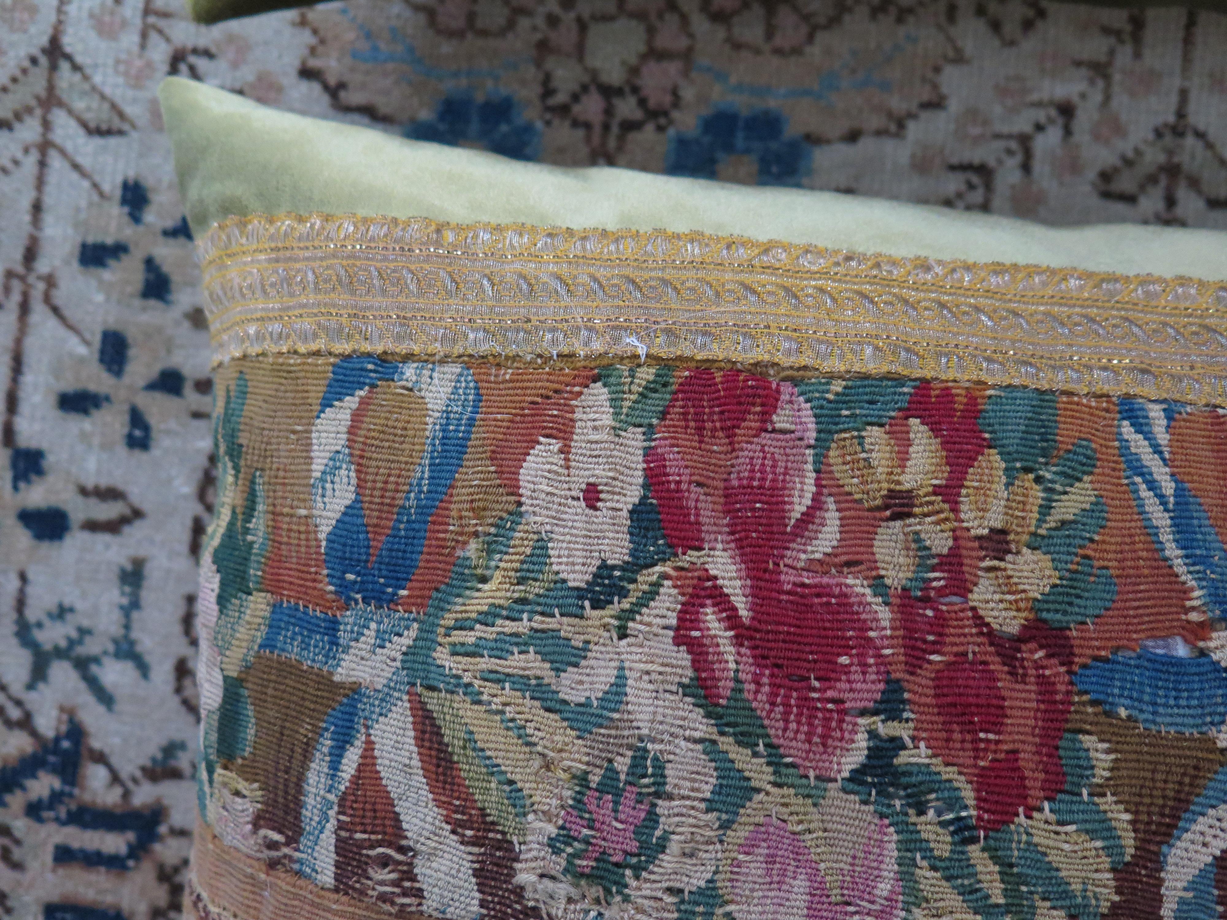 18th Century Tapestry Fragment Pillow In Good Condition For Sale In Houston, TX