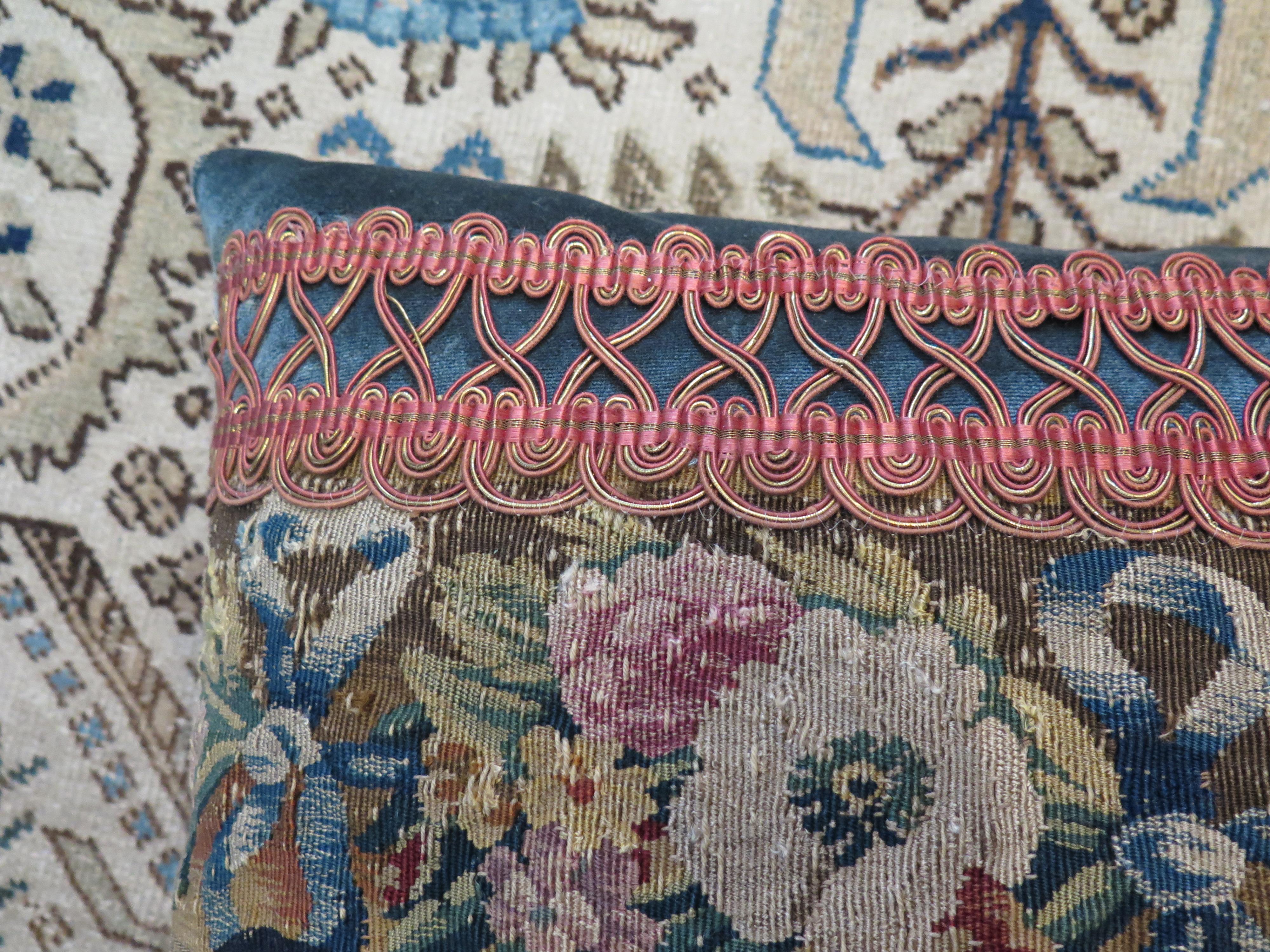 18th Century Tapestry Fragment Pillow In Good Condition For Sale In Houston, TX