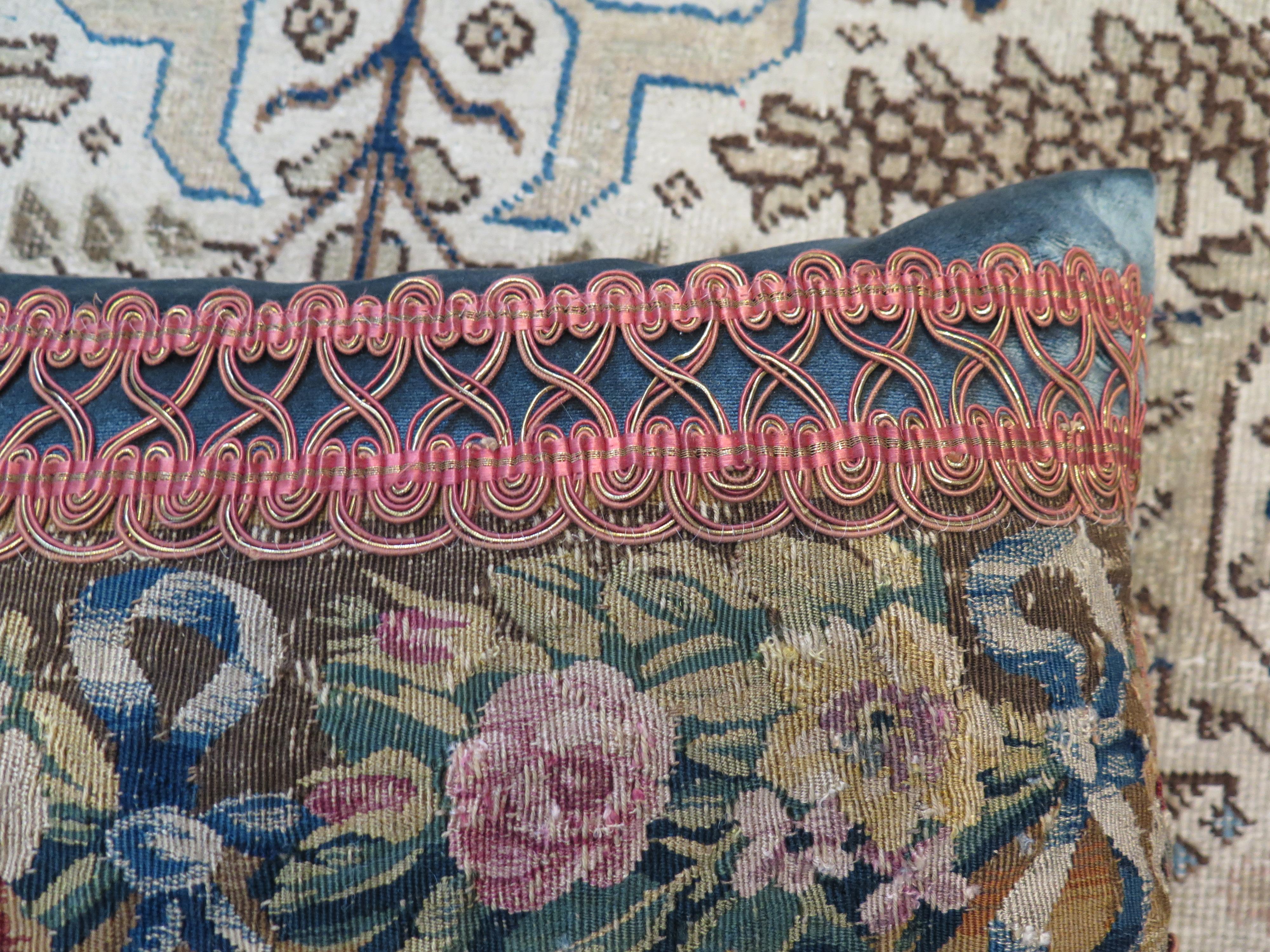 18th Century and Earlier 18th Century Tapestry Fragment Pillow For Sale
