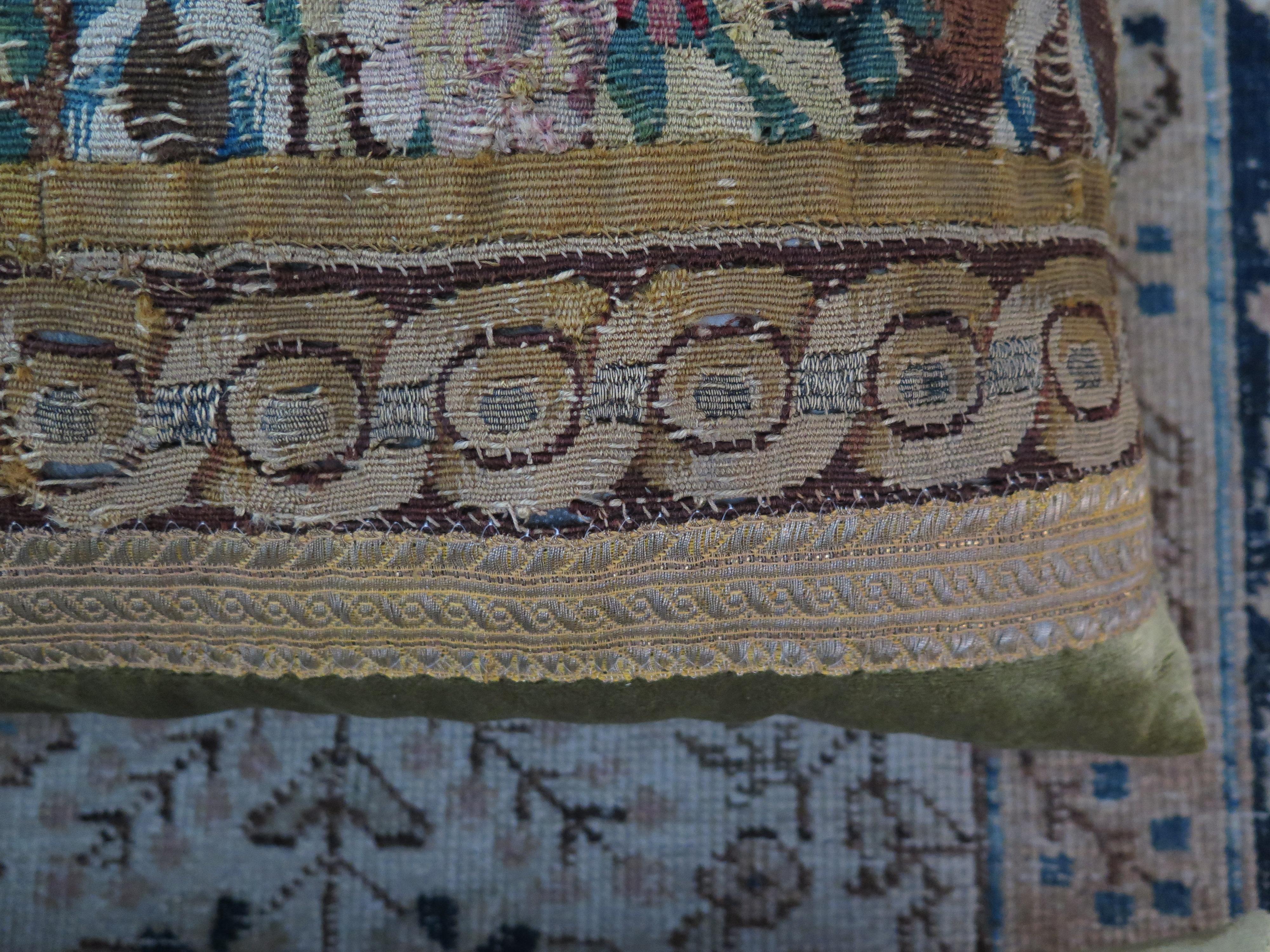18th Century Tapestry Fragment Pillow For Sale 1