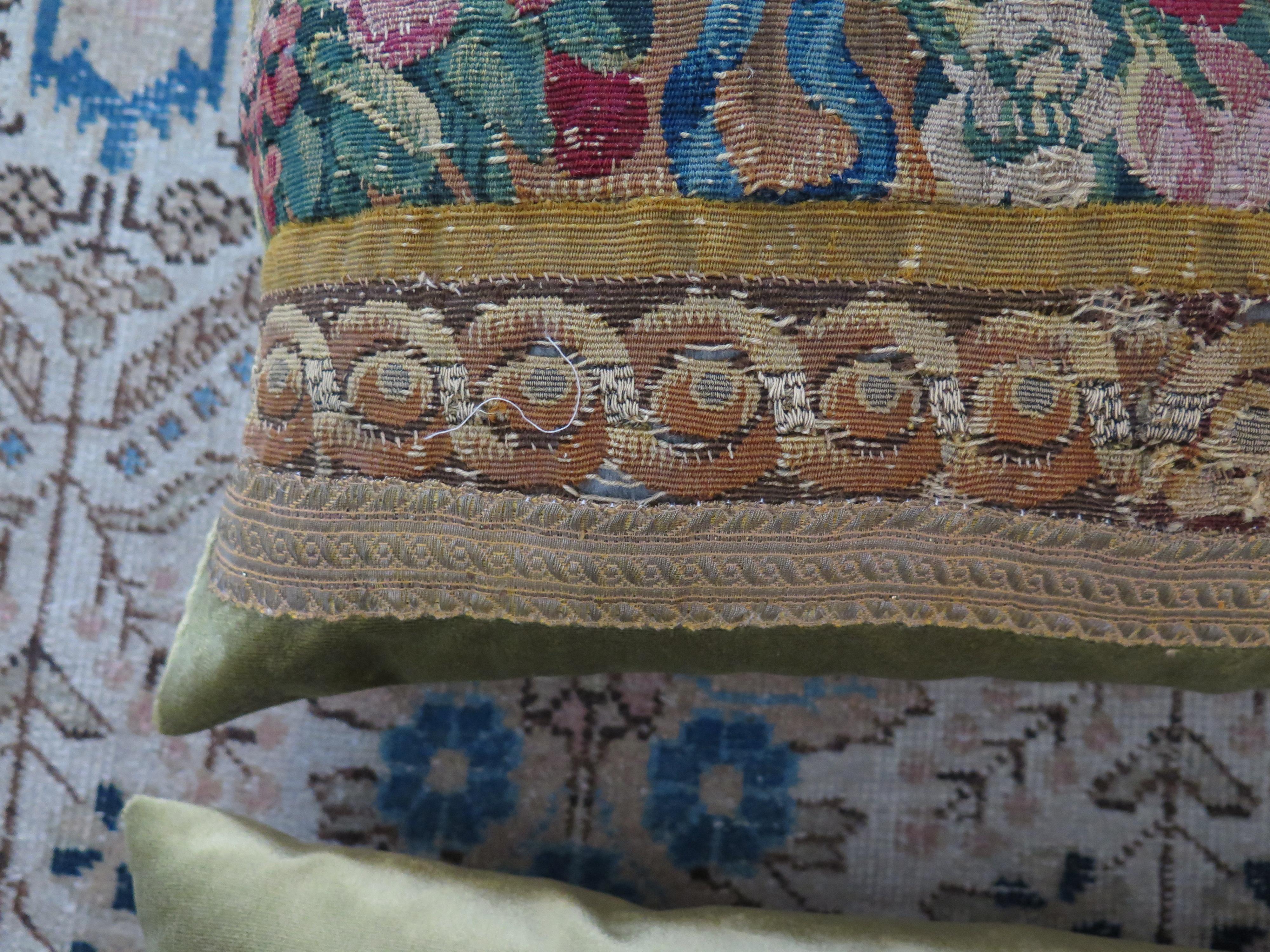 18th Century Tapestry Fragment Pillow For Sale 2