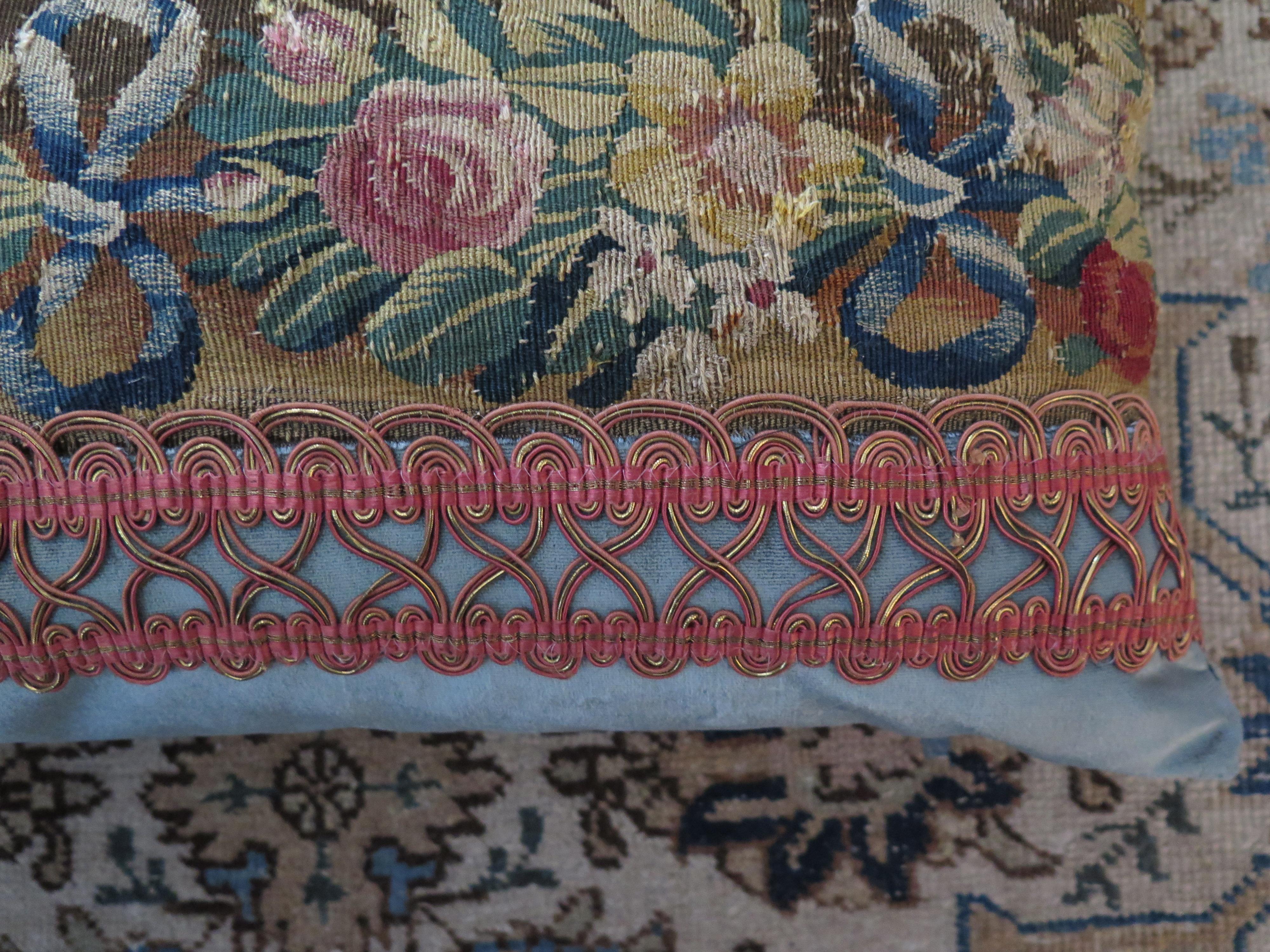 18th Century Tapestry Fragment Pillow For Sale 2
