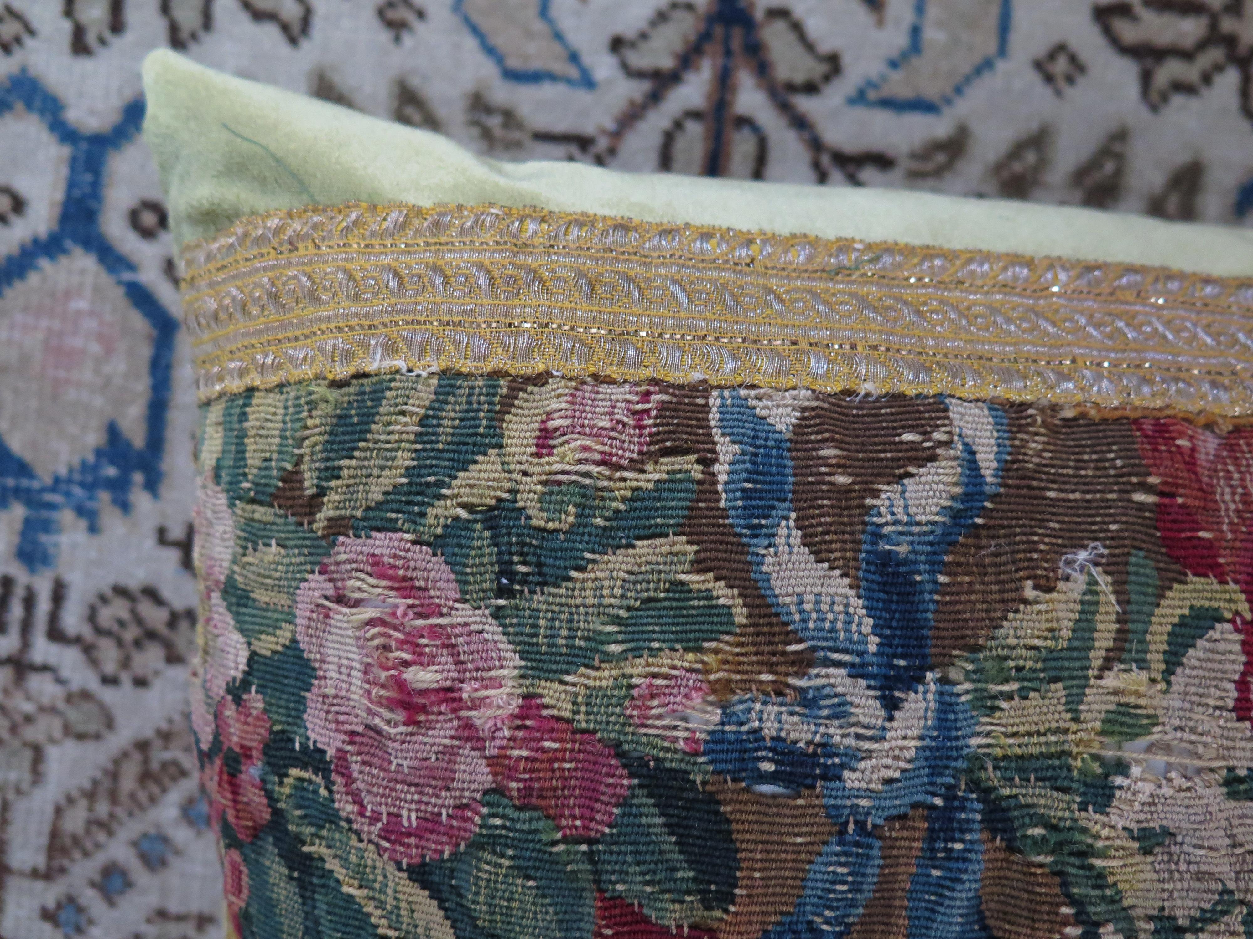 18th Century Tapestry Fragment Pillow For Sale 3