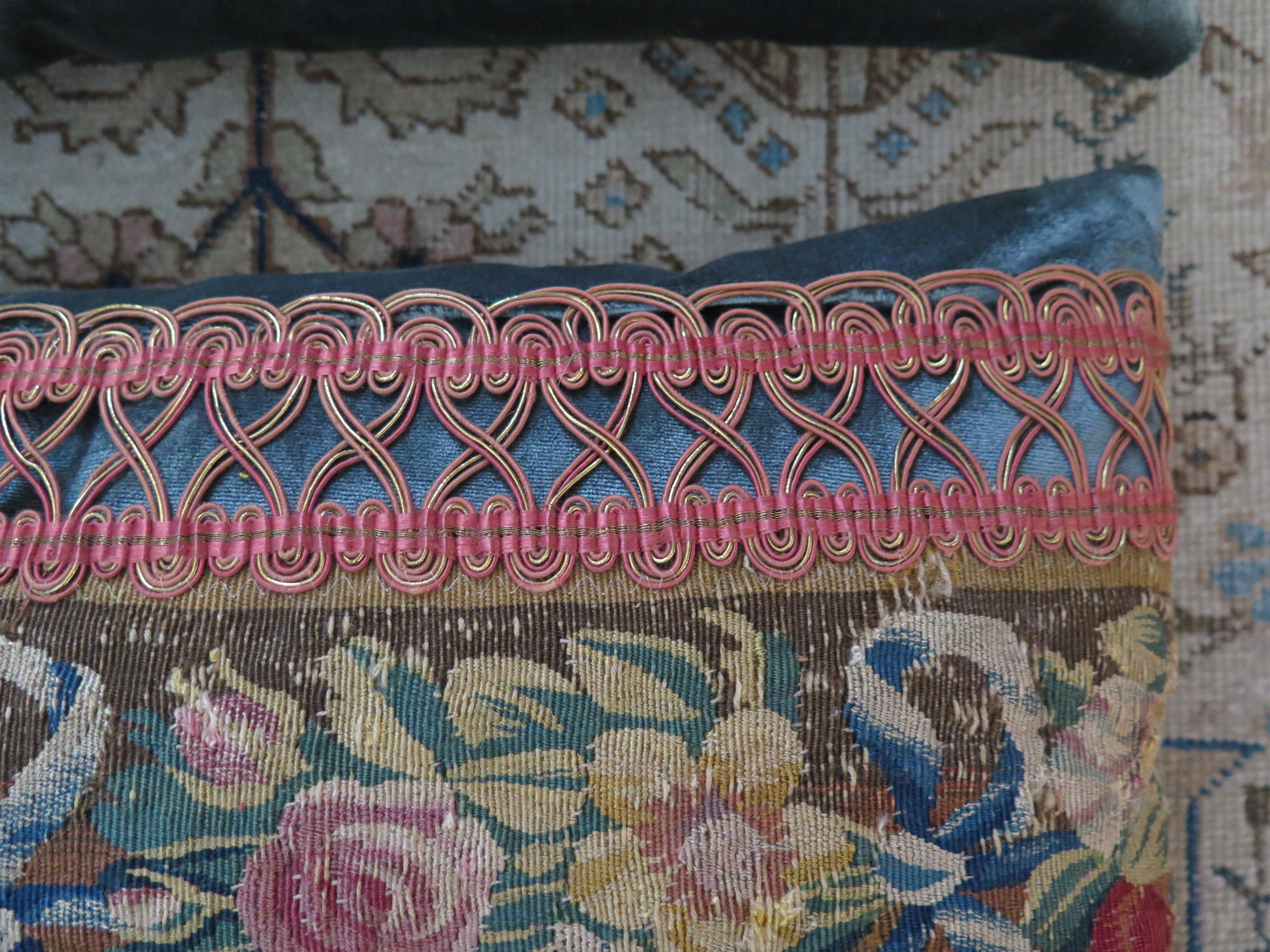 18th Century Tapestry Fragment Pillow For Sale 3