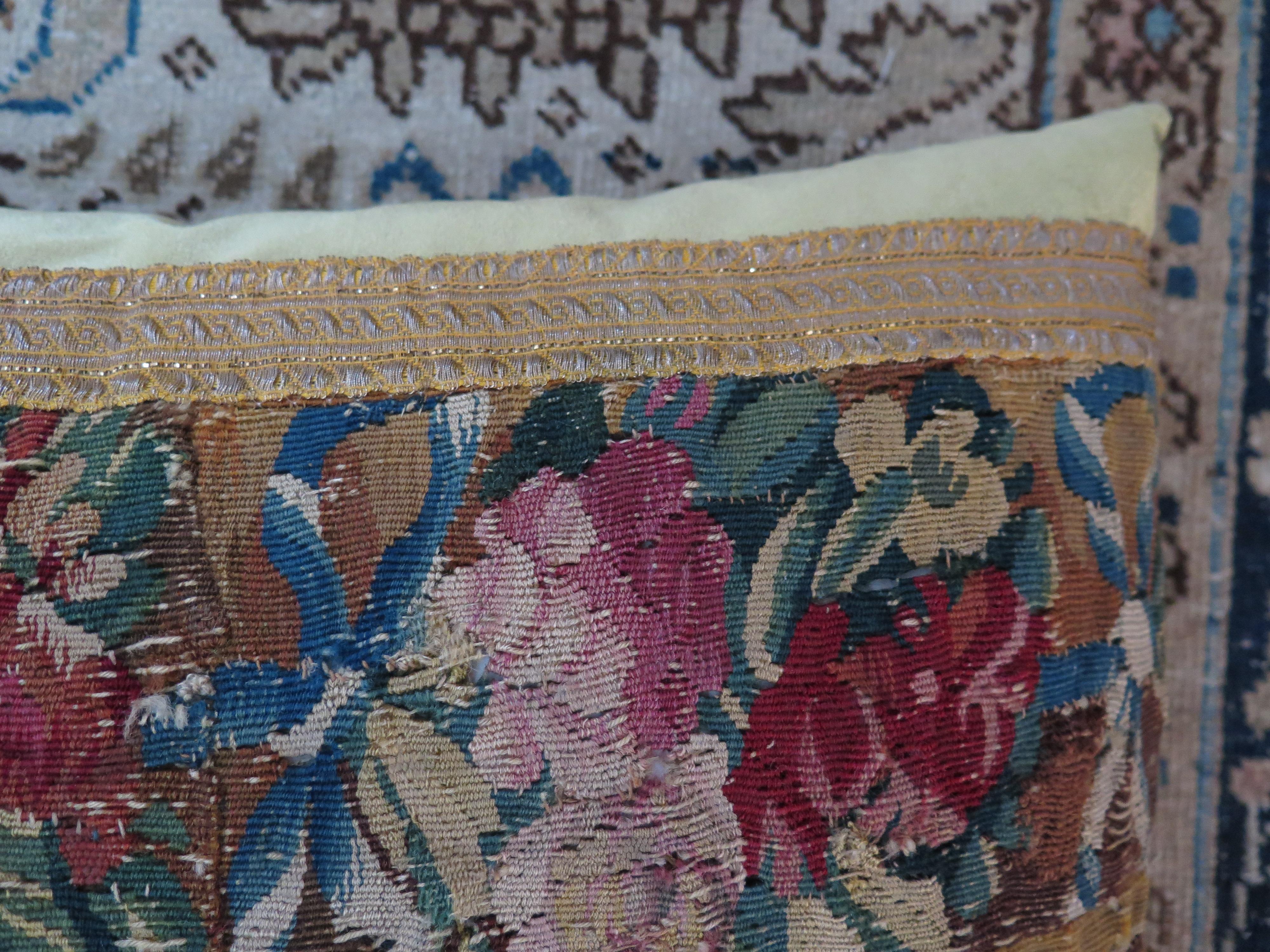 18th Century Tapestry Fragment Pillow For Sale 4