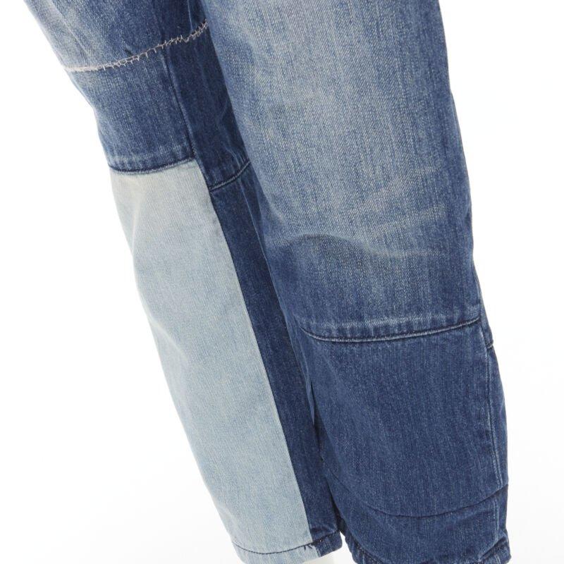 MAISON MARGEILA 2016 washed blue denim deconstructed patchwork cropped jeans 30