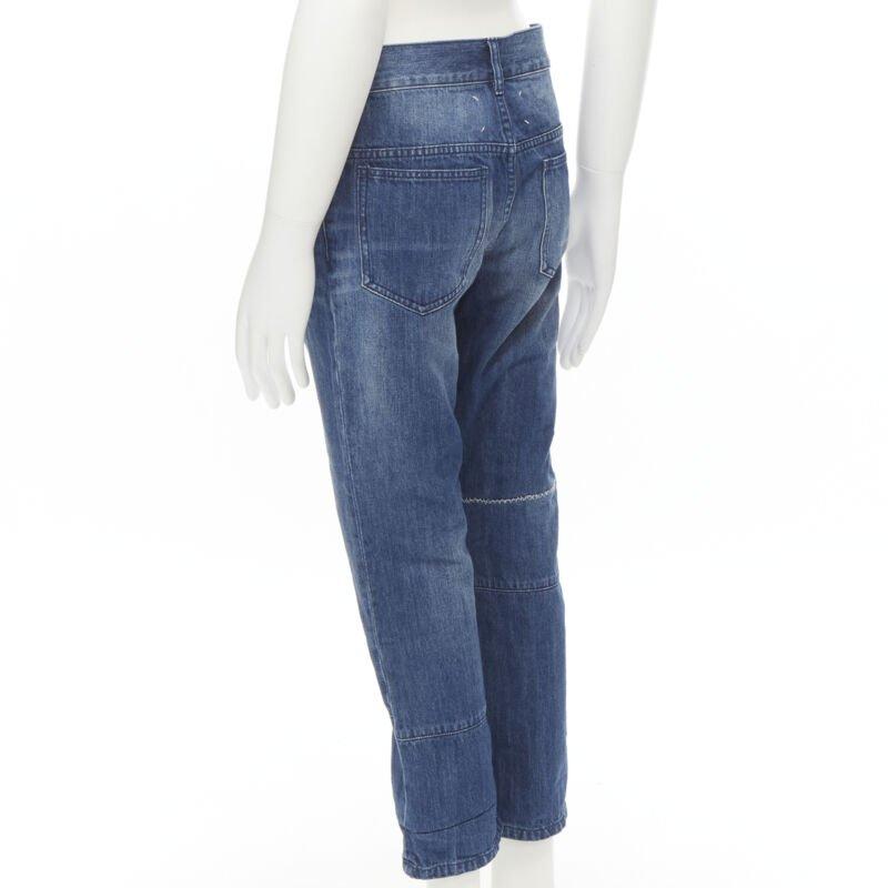 MAISON MARGEILA 2016 washed blue denim deconstructed patchwork cropped jeans 30