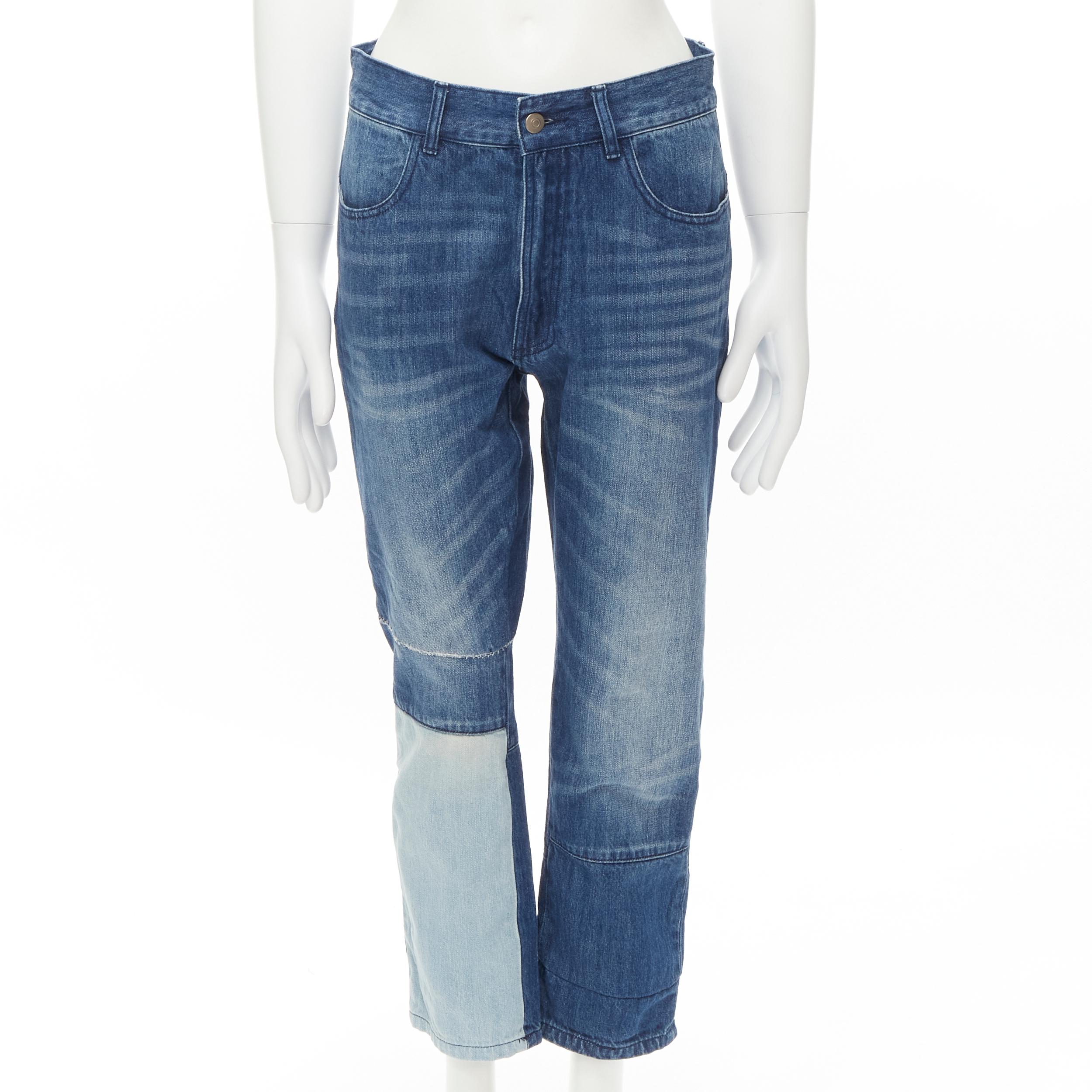 MAISON MARGEILA 2016 gewaschene blaue dekonstruierte Patchwork-Jeans aus Denim 30"