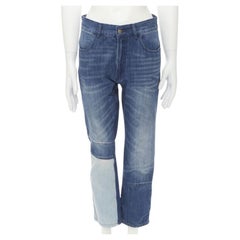MAISON MARGEILA 2016 washed blue denim deconstructed patchwork cropped jeans 30"