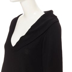 MAISON MARGIELA 100% wool black asymmetric foldover scoop collar sweater S
