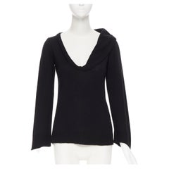 MAISON MARGIELA 100% wool black asymmetric foldover scoop collar sweater S