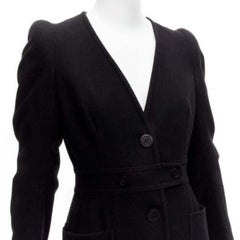 MAISON MARGIELA 1990s Vintage black wool felt longline Cigarette coat FR38 M