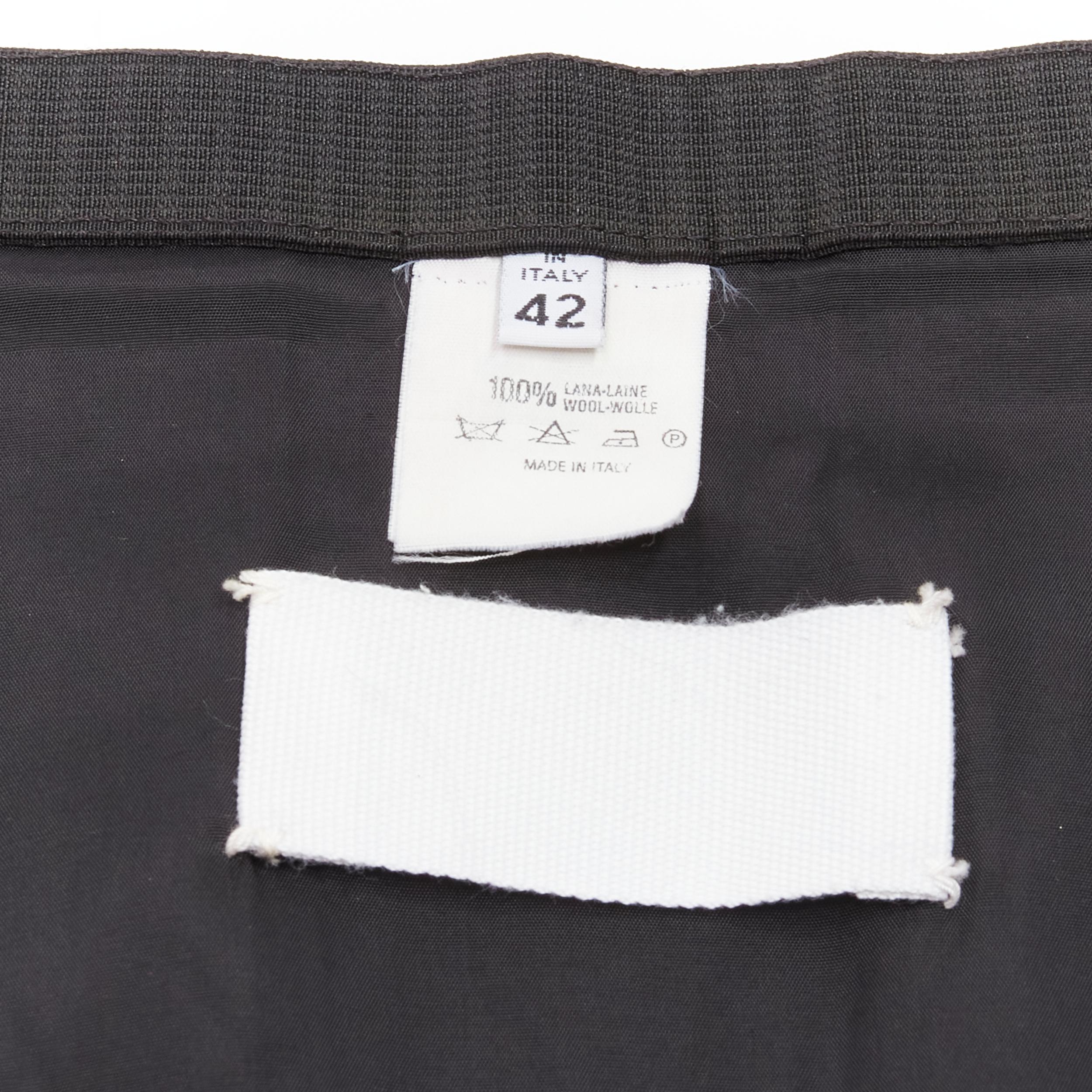 MAISON MARGIELA 1997 Vintage black wool open back pleated half skirt FR42 XL 4