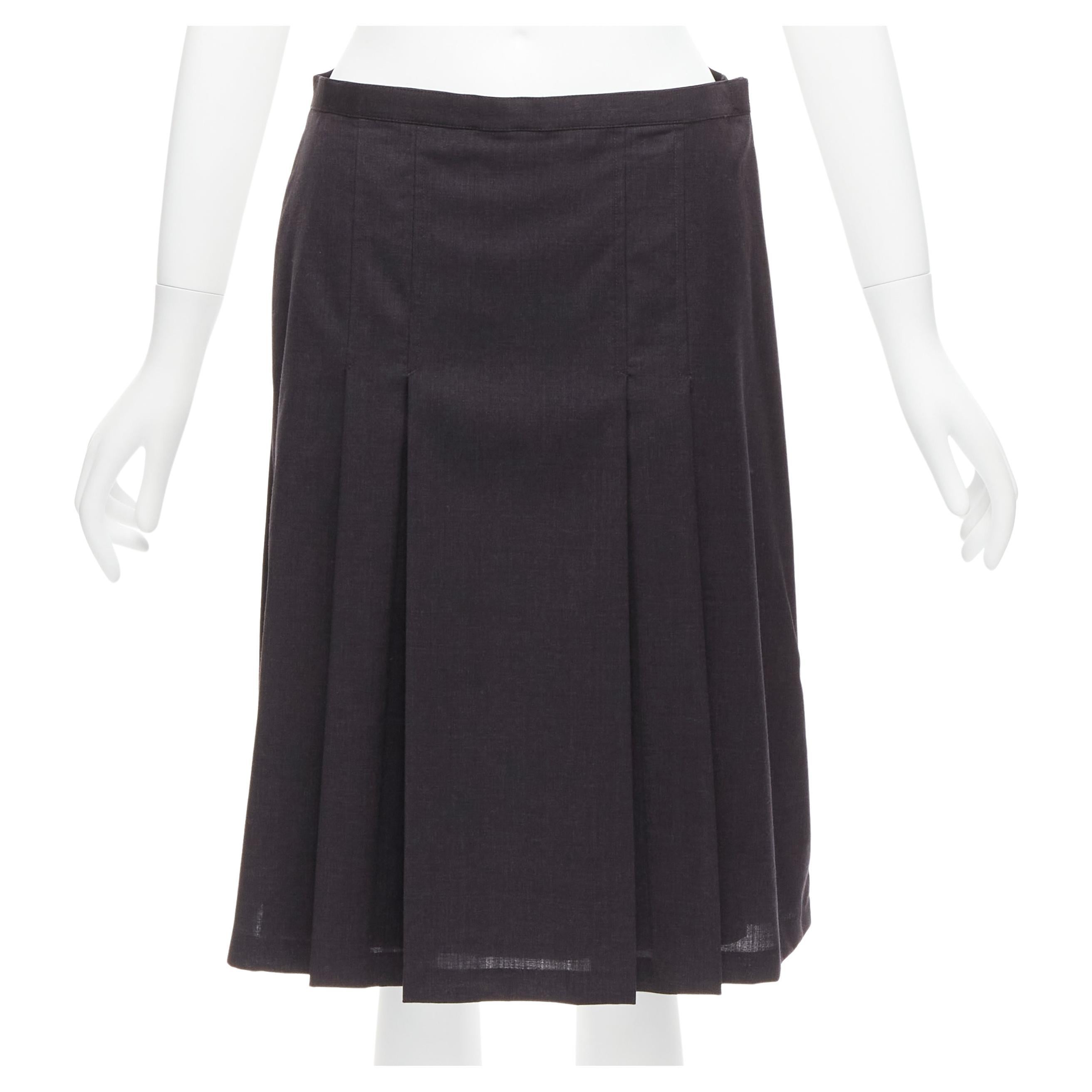 MAISON MARGIELA 1997 Vintage black wool open back pleated half skirt FR42 XL For Sale