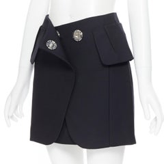 MAISON MARGIELA 2003 virgin wool blend large snap button mini skirt IT38 XS