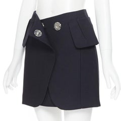 MAISON MARGIELA 2003 virgin wool blend large snap button mini skirt IT38 XS