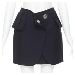 MAISON MARGIELA 2003 virgin wool blend large snap button mini skirt IT38 XS